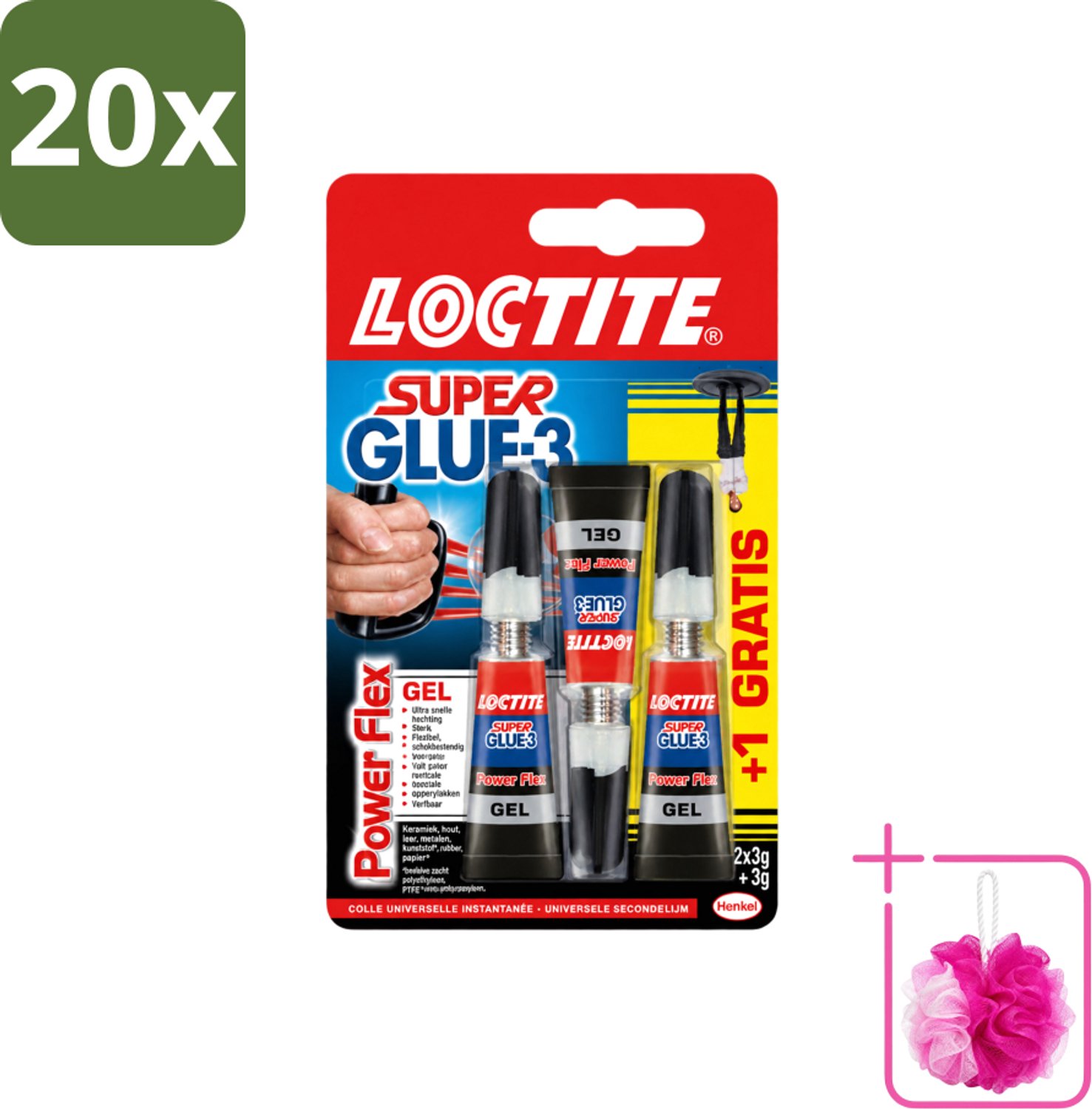 20 x Loctite - Secondelijm - Power Flex - 3 Lijmtubes - Bulkverpakking - Secondelijm - Douchemop - Power Flex