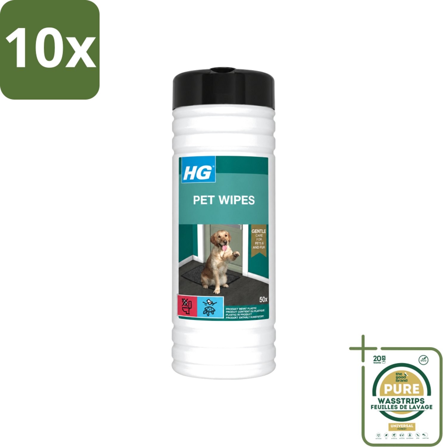 10 x HG - Pet Wipes - Doekjes Voor Huisdieren - 50 Doekjes - Wasstrips - Huisdierdoekjes - Reinigen Huisdier - Doekjes Voor Huisdieren - Huisdier Reinigen - Doekjes Voor Huisdieren Tussen Baden