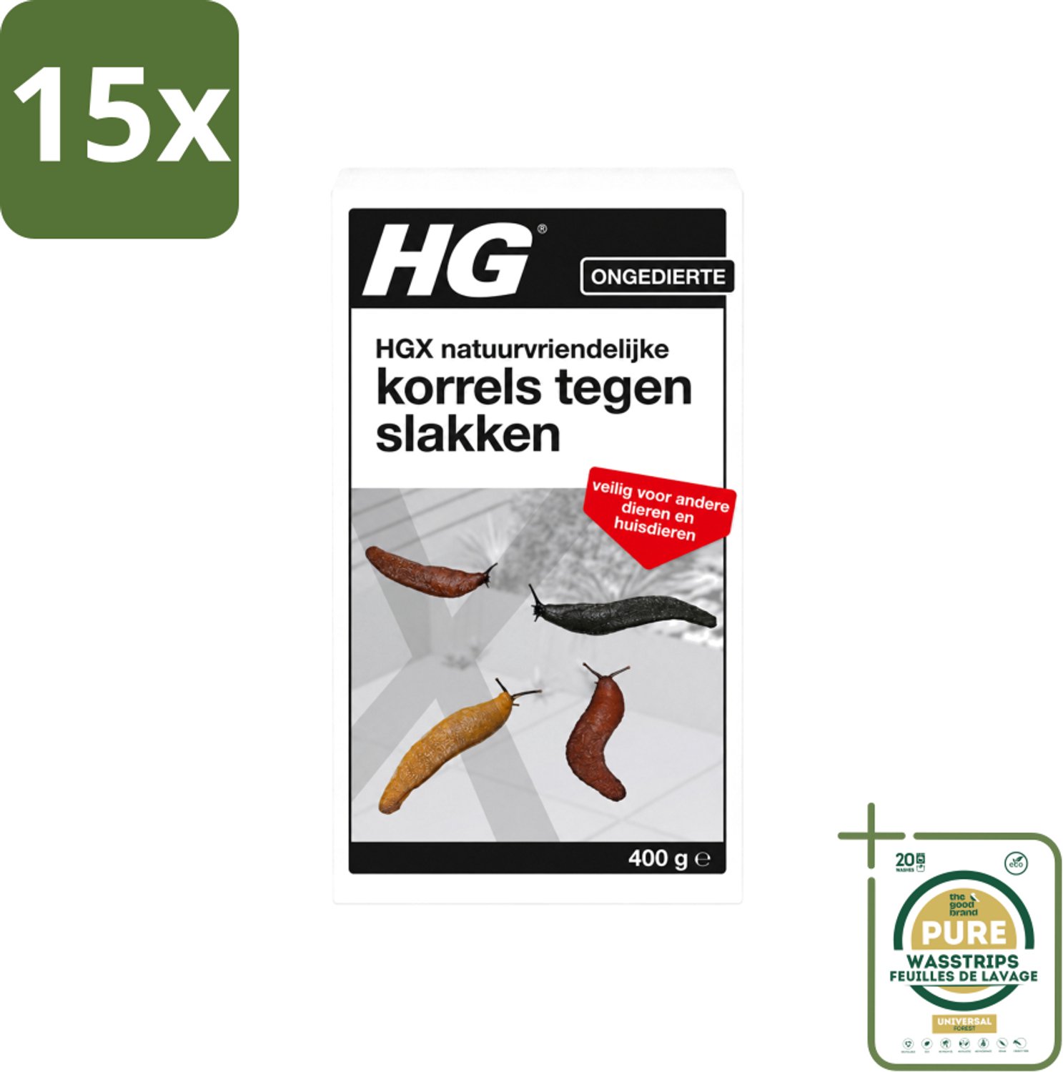 15 x HG X - Natuurvriendelijke Korrels tegen Slakken - Effectieve Bestrijding - 400 g - Wasstrips - Slakkenbestrijding - Natuurlijke Korrels - Slakkenbestrijding Tuin - Diervriendelijke Bestrijding - Slakkenbestrijding Zonder Chemicaliën