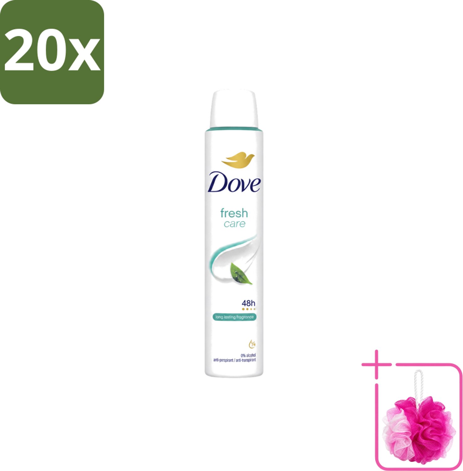 20 x Dove – Deodorant Spray – Fresh Care – 200 ml - Bulkverpakking - Anti-transpirant spray - Douchemop - Zweetvermindering