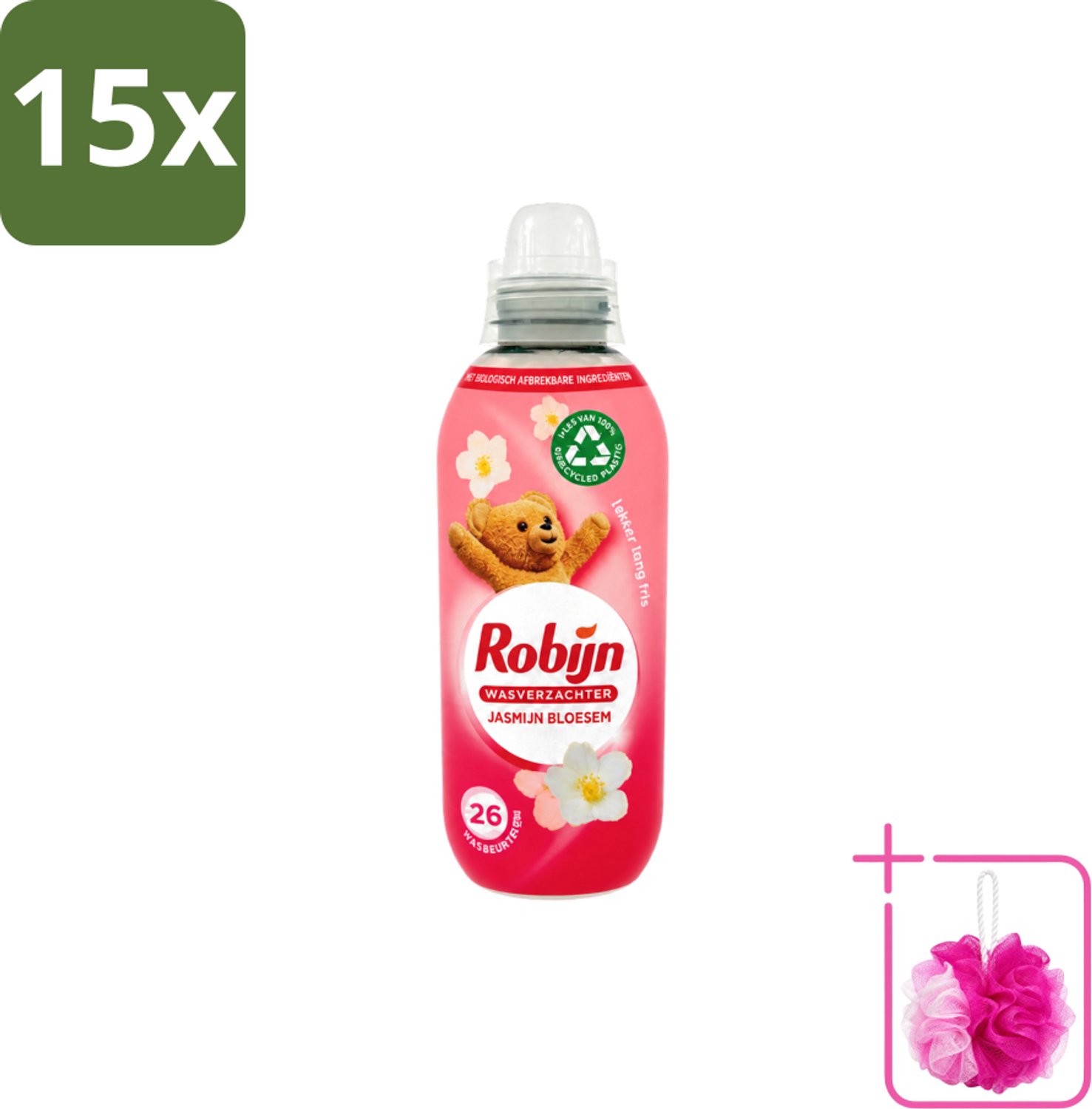 15 x Robijn – Wasverzachter – Jasmijn Bloesem – 650 ml - Bulkverpakking - Wasverzachter jasmijn bloesem - Douchemop - Wasverzachter jasmijn