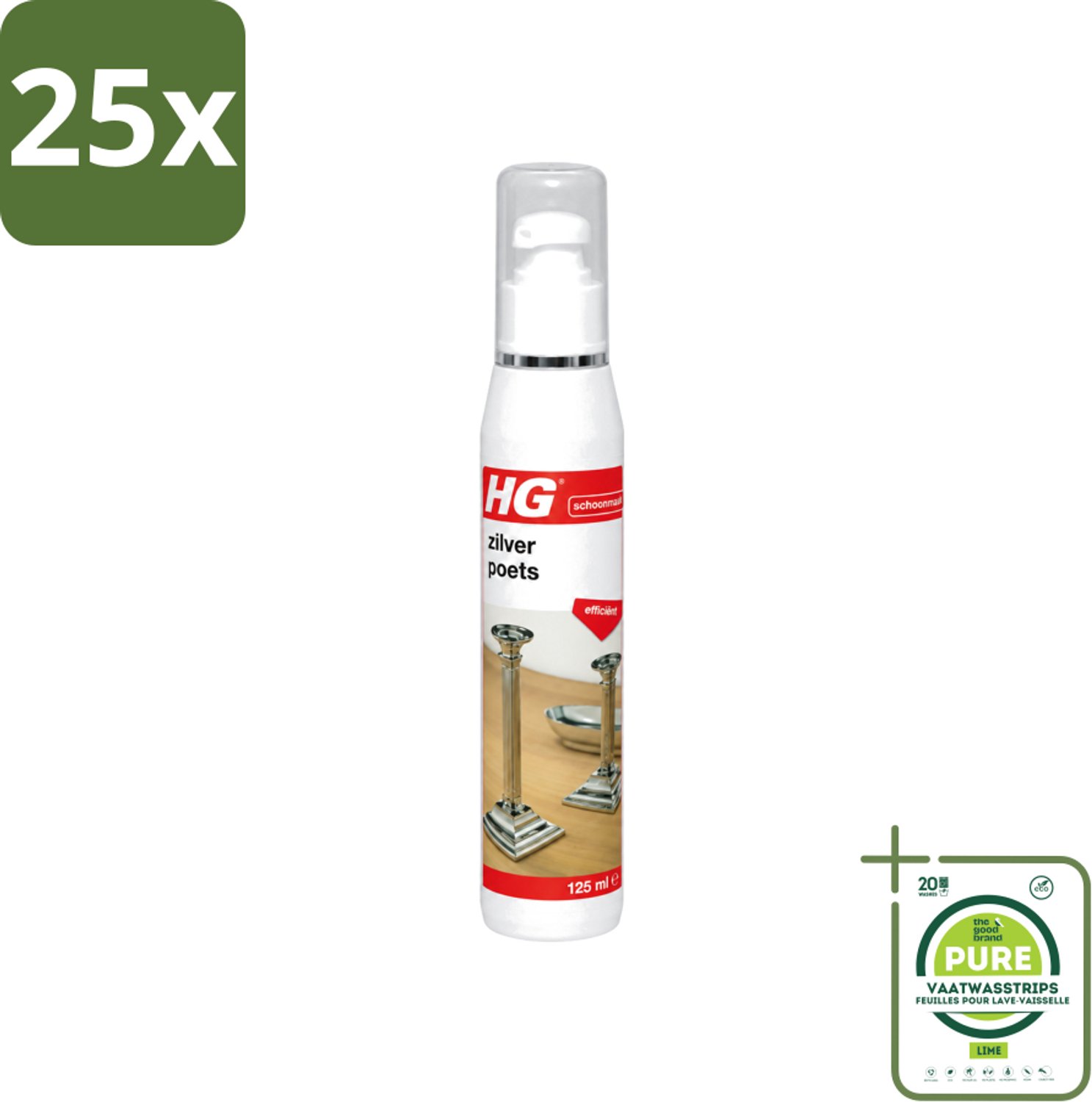 25 x HG - Zilverpoets Gel - Efficiënt - Optimale Glans & Krast Niet - 125 ml - Grootverpakking - Vaatwasstrips - Zilverpoets - Zilver Reinigen - Zilver Aanslag Verwijderen - Zilver Krassen Vermijden - Zilveren Voorwerpen Reinigen