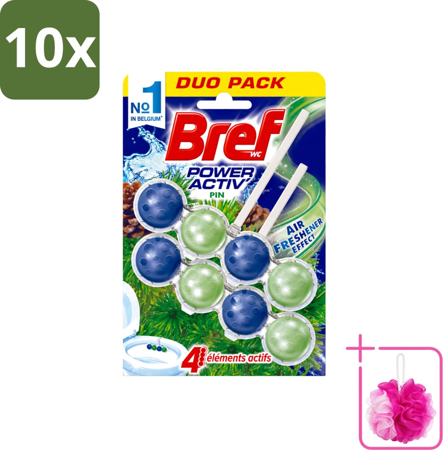 10 x Bref WC - Power Activ+ - Toiletblok - Den - 2 Blokken - Bulkverpakking - Toilet reinigen - Douchemop - Wc blok