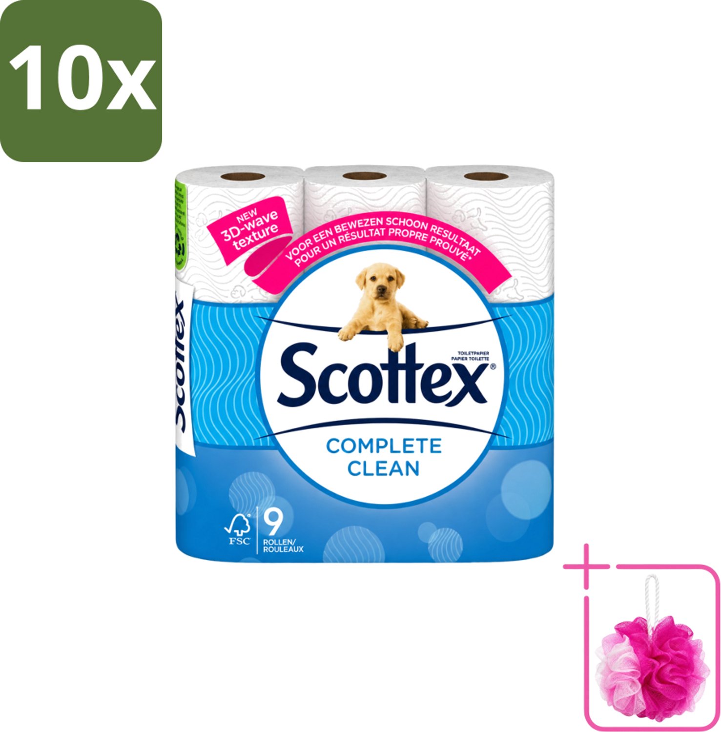 10 x Page Scottex – Toiletpapier – Complete Clean 2-laags – 9 rollen - Bulkverpakking - Toiletpapier - Douchemop - Schone reiniging
