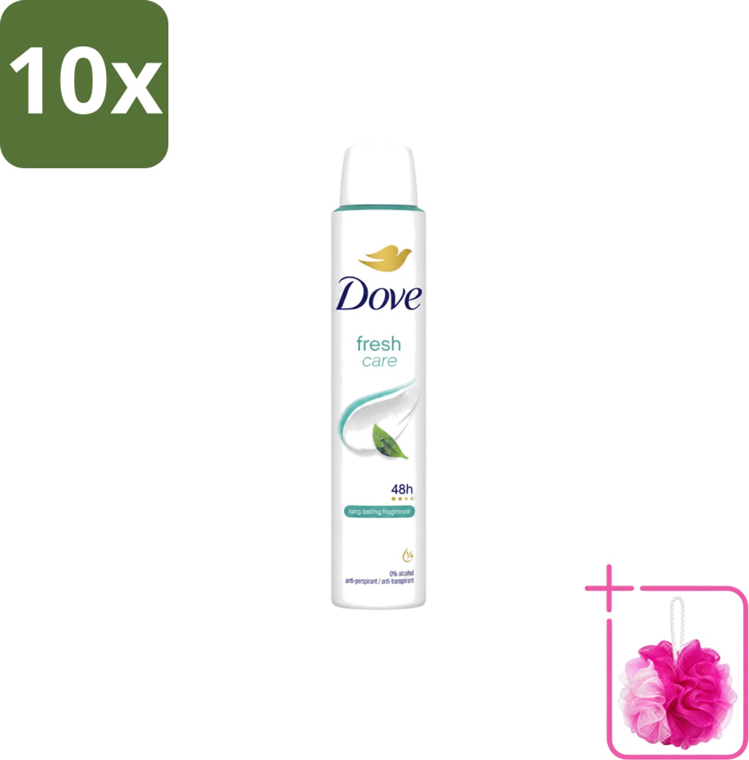 10 x Dove – Deodorant Spray – Fresh Care – 200 ml - Bulkverpakking - Anti-transpirant spray - Douchemop - Zweetvermindering