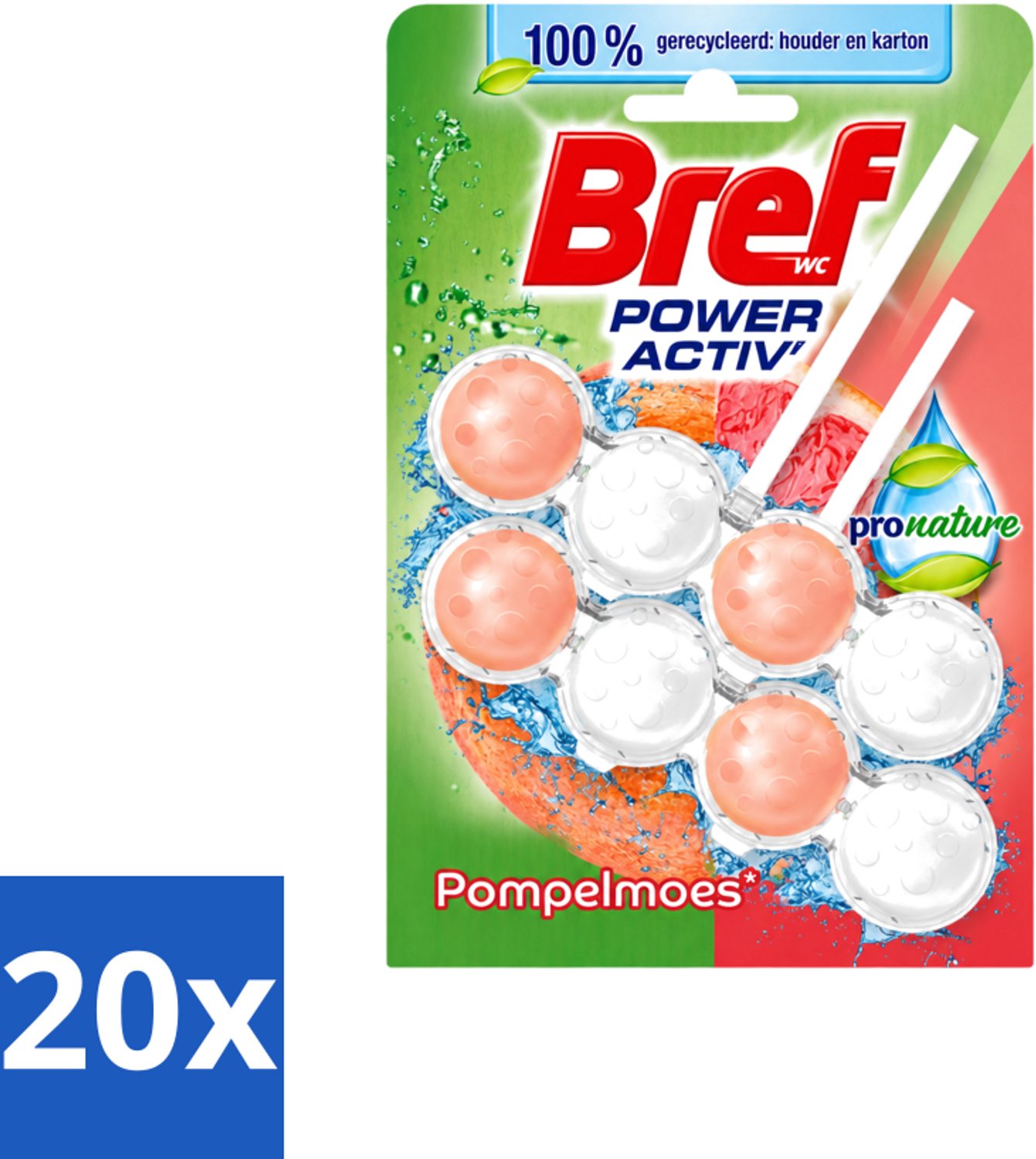 20 x Bref – Toiletblok – Pronature Pompelmoes – Duo Pack - Voordeelverpakking - 20 stuks