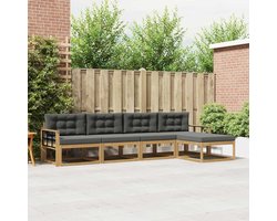 Outdoor sofa set 4-delig van massief acaciahout met lattenrugdesign, weerbestendig en uv-bestendig, ideaal voor tuin of terras