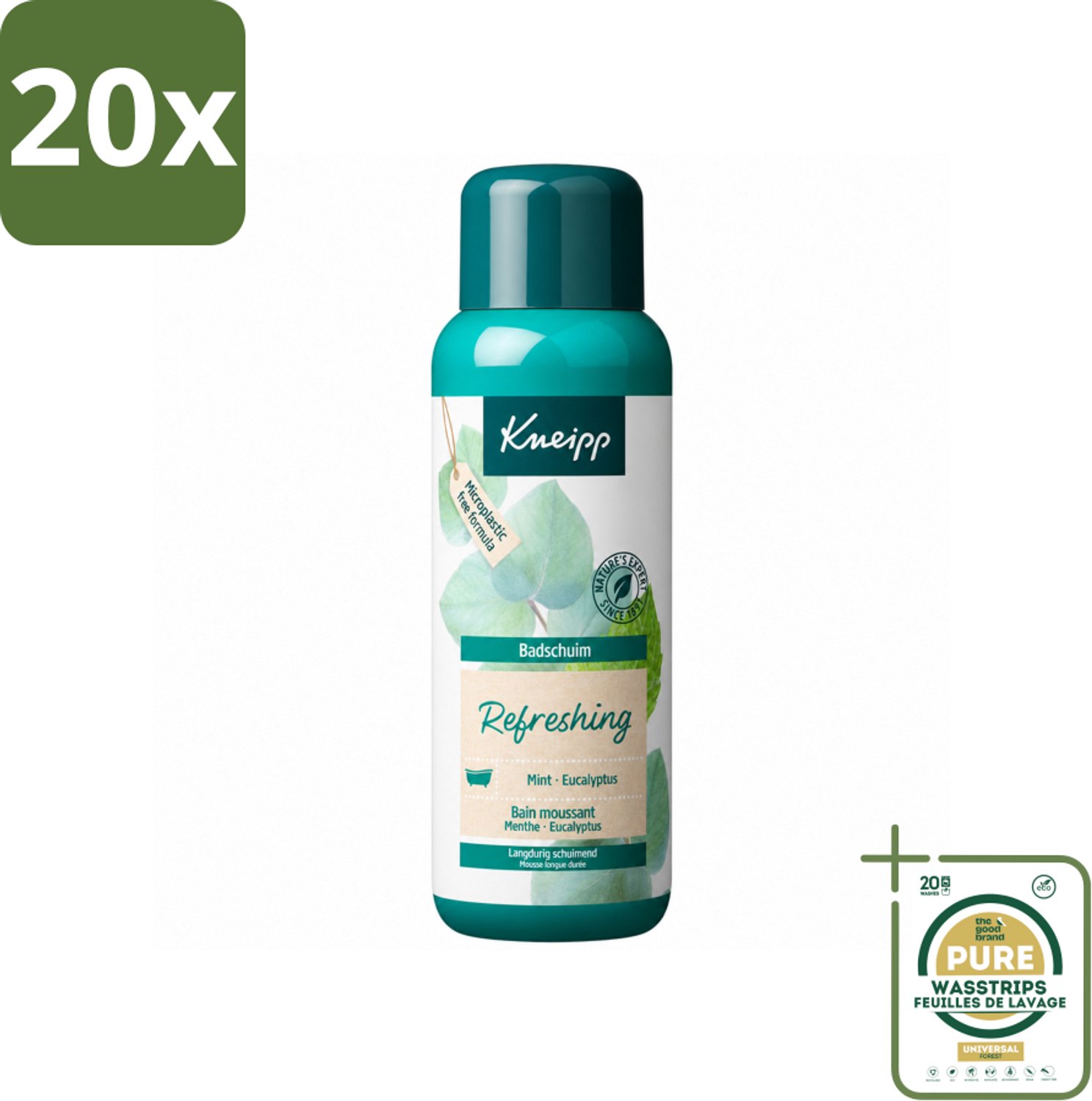 20 x Kneipp - Badschuim - Mint Eucalyptus - Verfrissend - 400 ml - Wasstrips - Badschuim Mint Eucalyptus - Verfrissend Bad - Aromatisch Bad - Ontspannend Bad - Geurige Bad