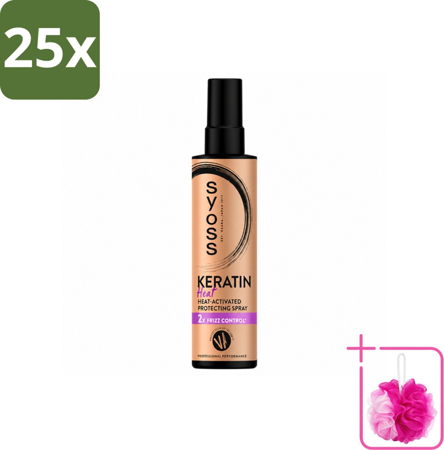 25 x Syoss - Keratin - Heatprotection Spray - Tot 220°C Bescherming - 200 ml - Bulkverpakking - Hittebescherming haar - Douchemop - Keratine spray