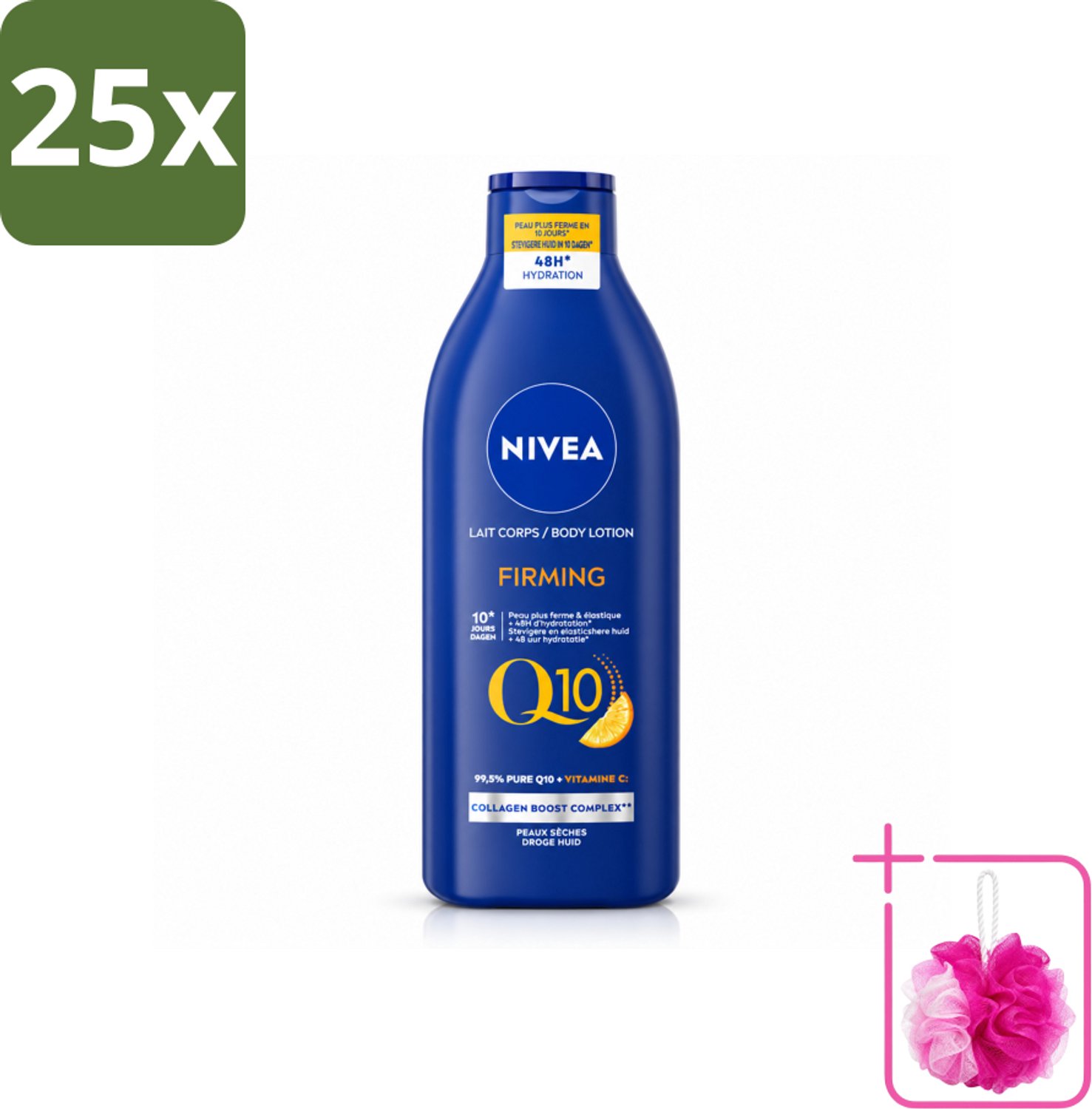 25 x Nivea - Q10 - Verstevigende Bodylotion - Vitamine C - 48 uur Hydratatie - Voor Droge Huid - 400 ml - Bulkverpakking - Bodylotion - Douchemop - Droge huid