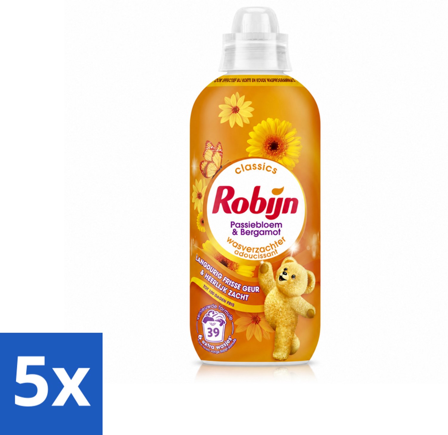 5 x Robijn – Wasverzachter – Passiebloem & Bergamot – 780 ml - Voordeelverpakking - 5 stuks