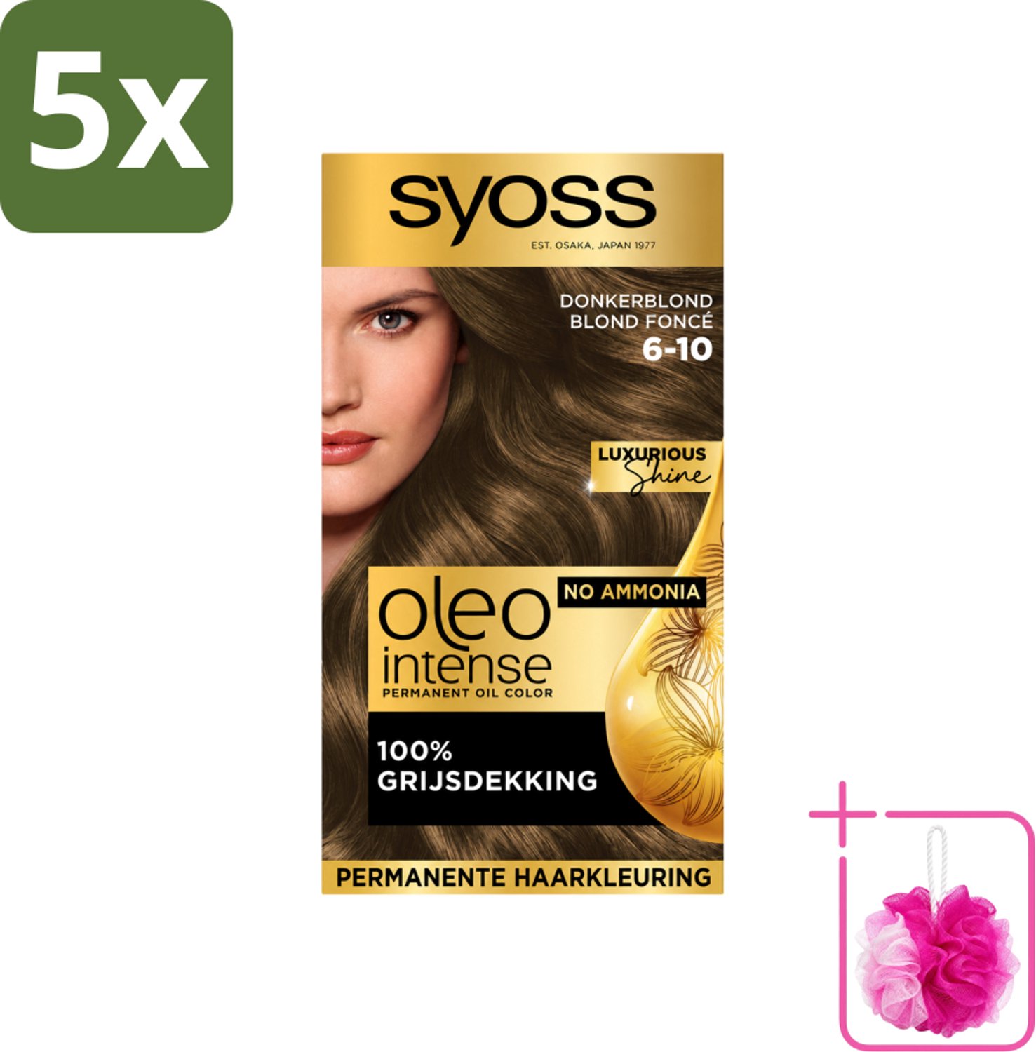 5 x SYOSS - Oleo Intense 6-10 - Haarverf - Permanente Haarkleuring - Donkerblond - Langdurige Kleur - Bulkverpakking - Haarkleur - Douchemop - Haarkleuring