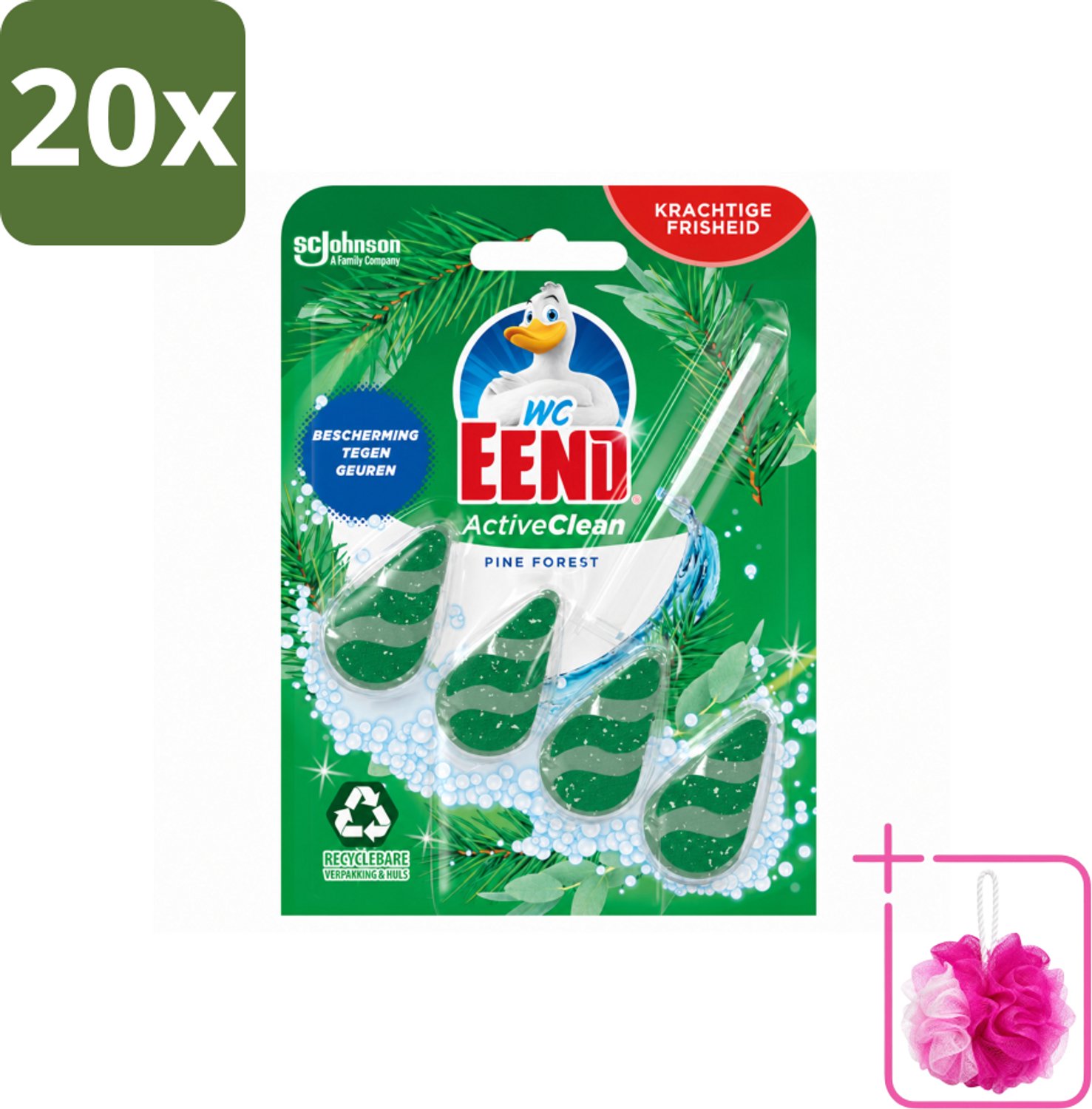 20 x WC Eend - Active Clean Pine Forest - Toiletblok - 1 Toiletblok - Bulkverpakking - Toiletblok - Douchemop - Reiniging toilet