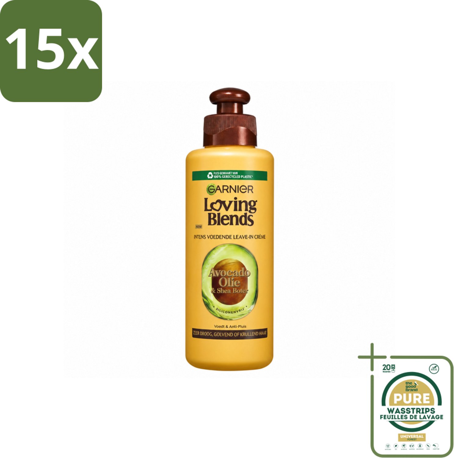 15 x Garnier - Loving Blends - Leave-In Crème - Avocado Olie & Shea Boter - Zeer Droog & Pluizig Haar - 200 ml - Wasstrips - Haarcrème - Avocado Olie - Karitéboter - Droog Haar - Pluizig Haar