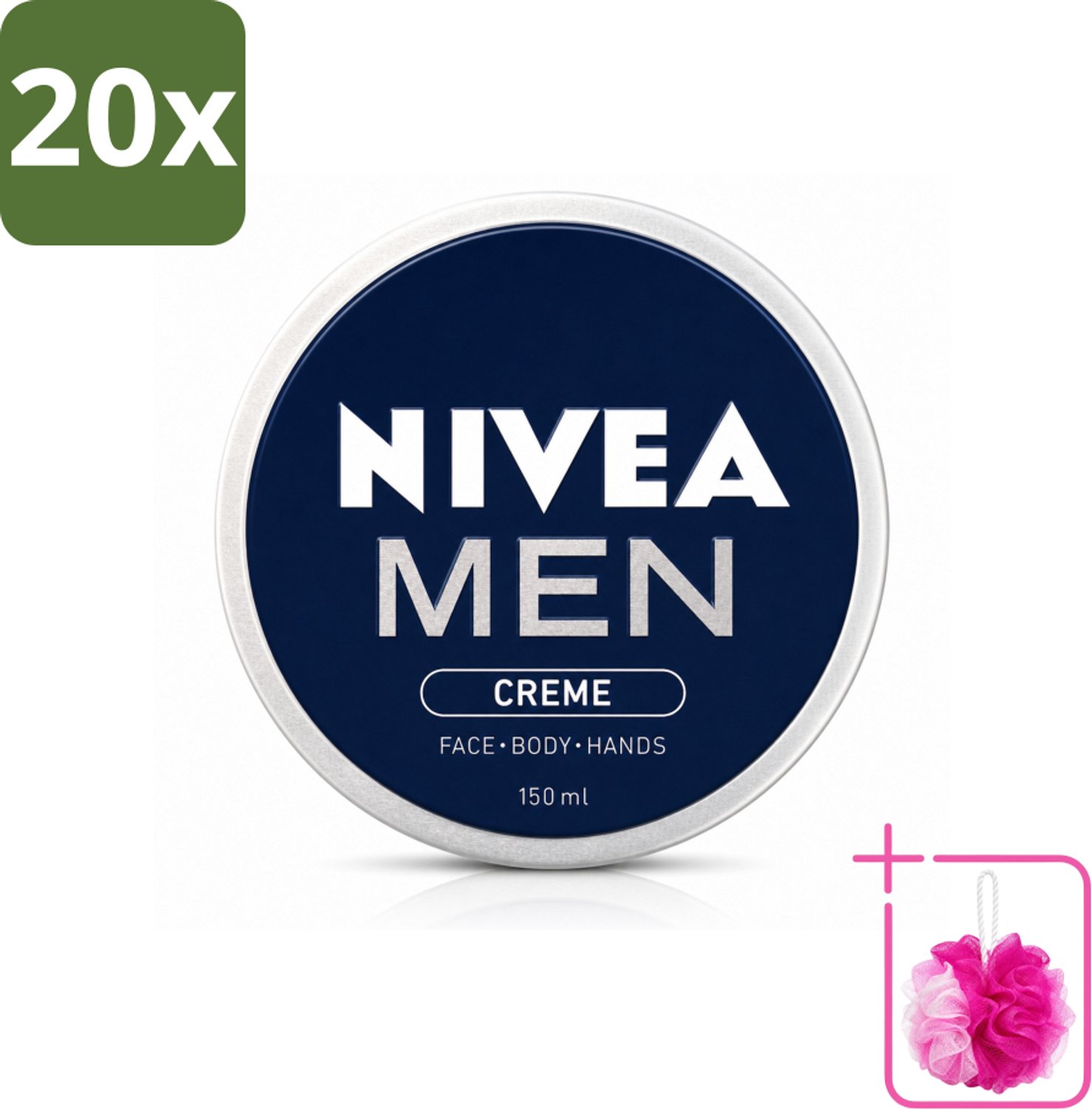 20 x NIVEA MEN - Crème - Bodycrème - 150 ml - Bulkverpakking - Crème voor mannen - Douchemop - Gezicht verzorging