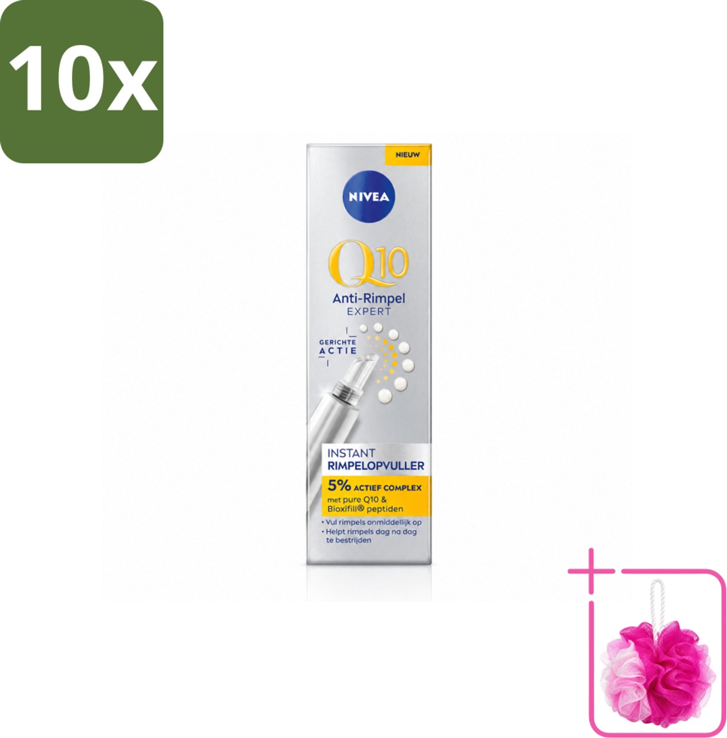 10 x NIVEA - Oogserum - Q10 Anti-Rimpel Expert - Rimpelopvuller - Voor rijpe huid - Met Q10 - 15 ml - Bulkverpakking - Anti-rijp serum - Douchemop - Oogrimpels