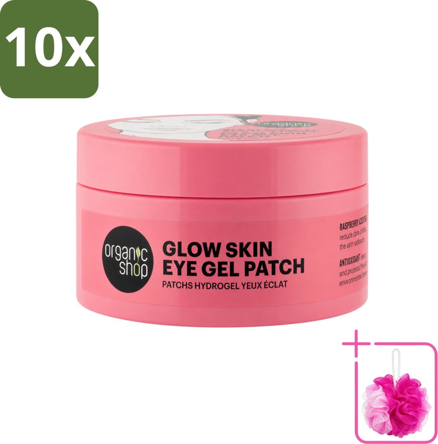 10 x Organic Shop - Eye Gel Patch Berry Iced Tea & Antioxidant - Kalmerend en Hydraterend - 60 Patches - Bulkverpakking - Oogverzorging - Douchemop - Oogpatches