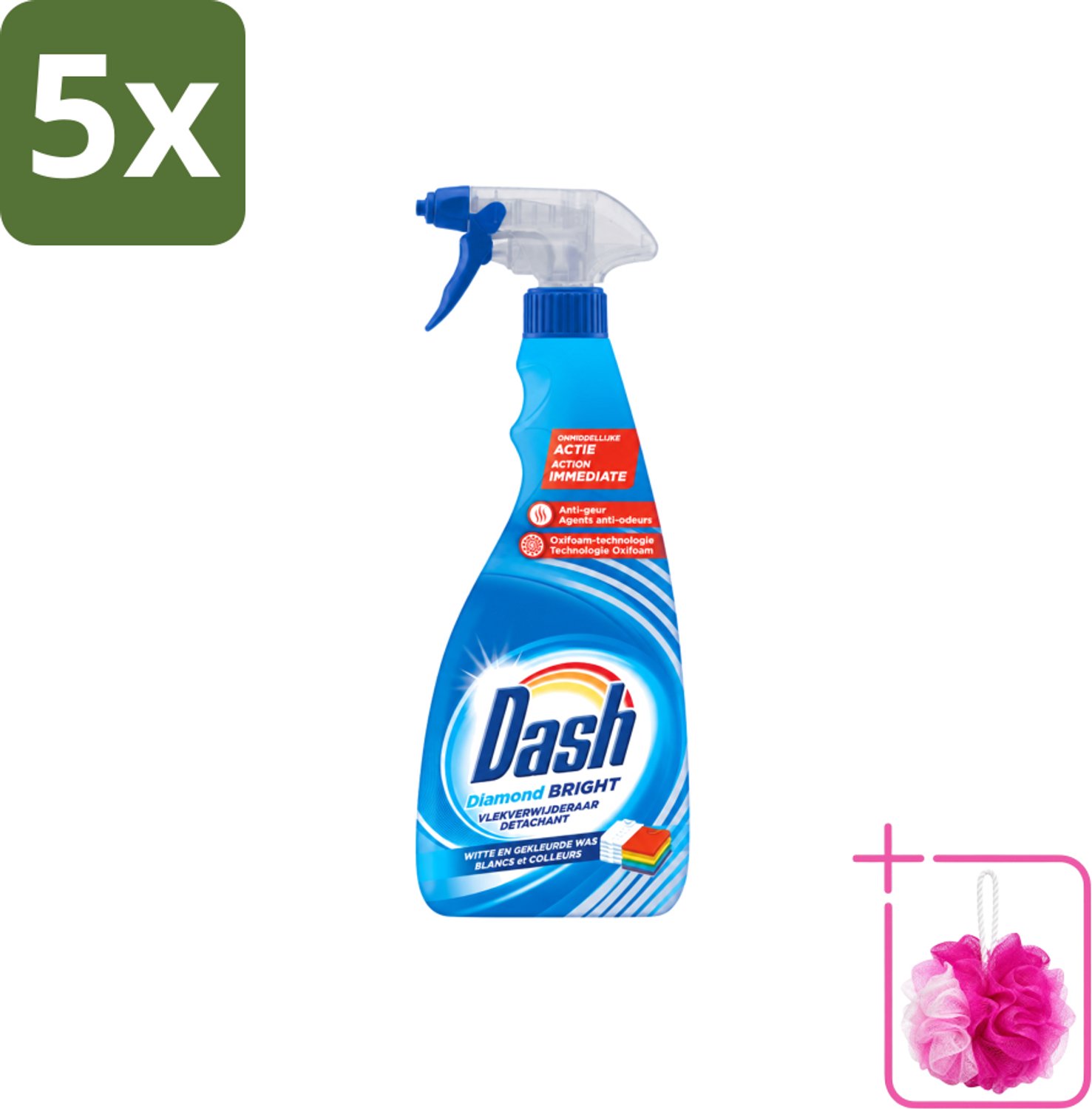 5 x Dash - Vlekverwijderaar - Vloeibaar - Krachtige Reiniging - 750 ml - Bulkverpakking - Vlekverwijderaar - Douchemop - Wasmiddel