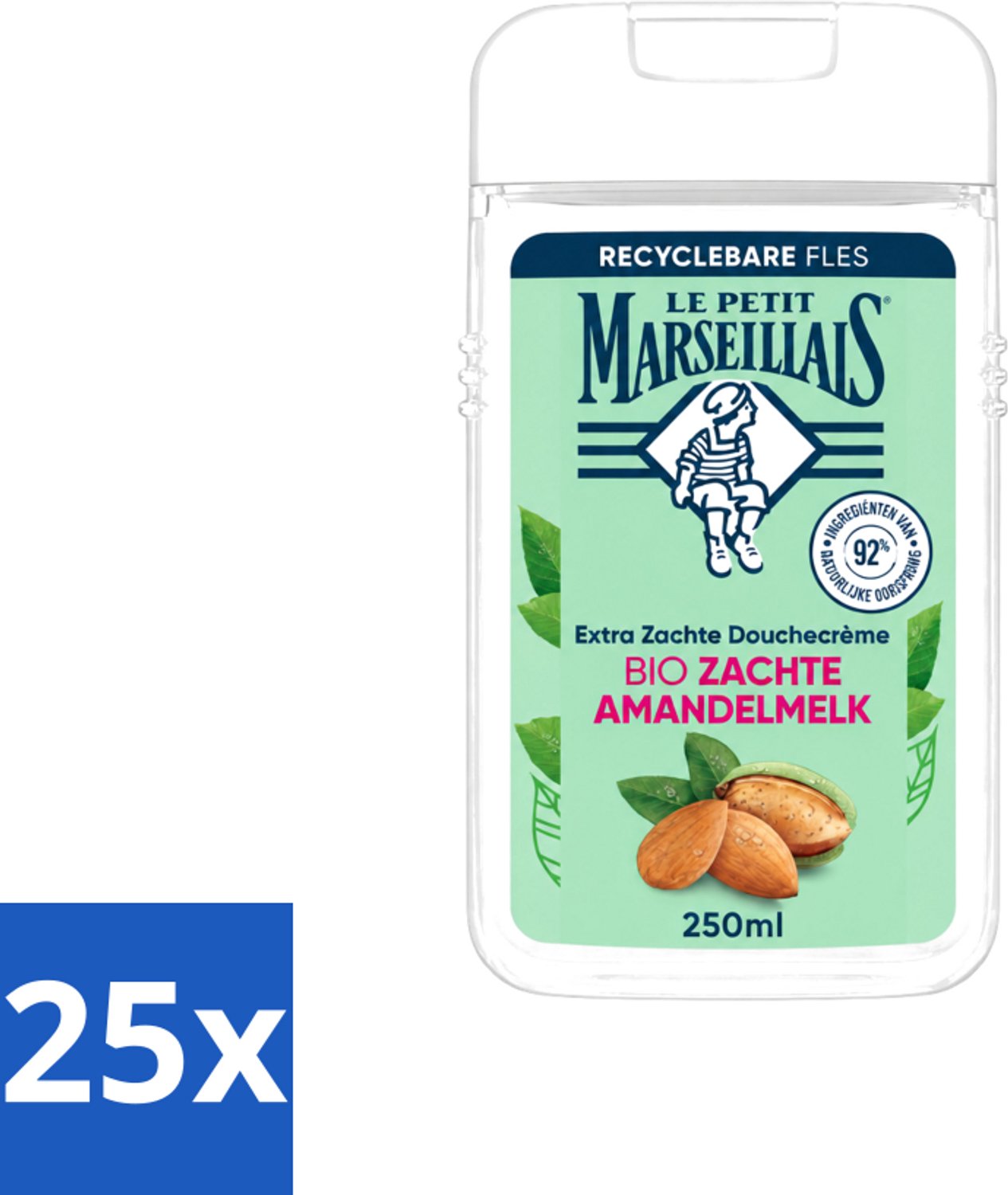 25 x Le Petit Marseillais – Douchecrème – Zoete Amandel – Hydraterend – 250 ml - Voordeelverpakking - 25 stuks