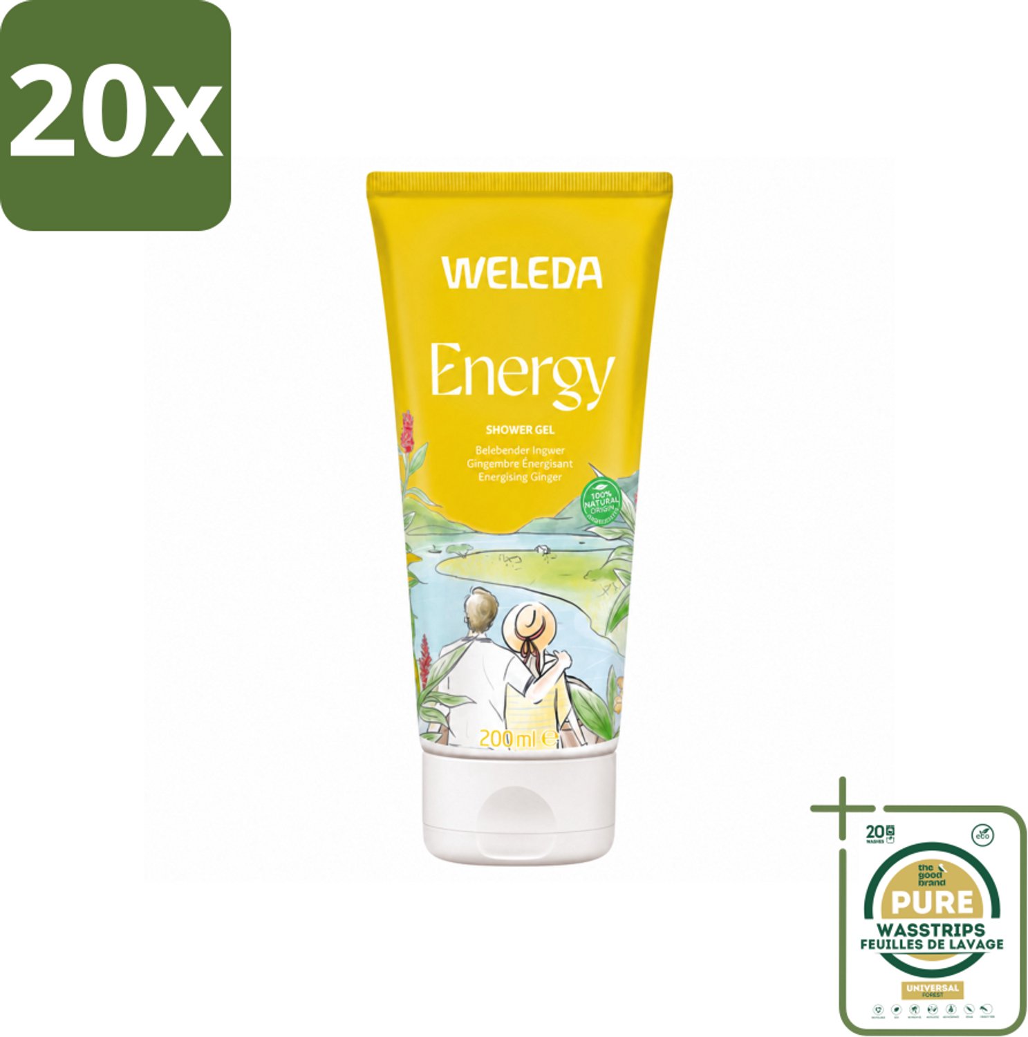 20 x WELEDA - Douchegel Aroma Shower Energy - 200 ml - Wasstrips - Douchegel Energie - Energieboost - Natuurlijke Douchegel - Aromatherapie - Energie Voor De Dag