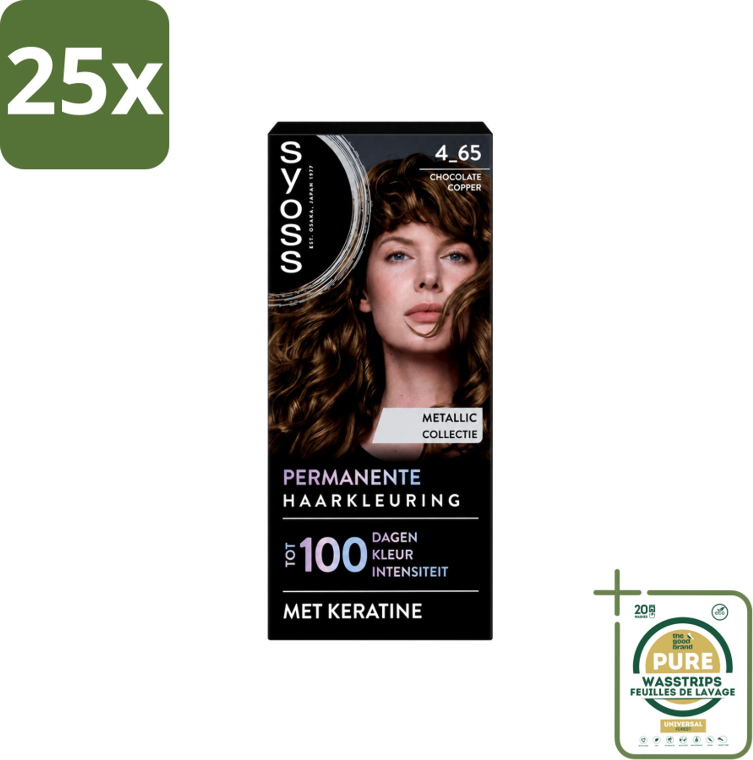 25 x SYOSS - Permanent Coloration 4-65 - Haarverf - Permanente Haarkleuring - Chocolate Copper - Grijsdekking - Wasstrips - Haarverf - Permanente Haarkleuring - Chocolade-koper - Grijsdekking - Keratine