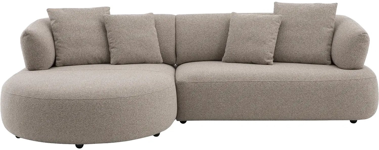 Goossens Hoekbank - Stof - Beige - 289 x 80 x 193 cm - Rechts