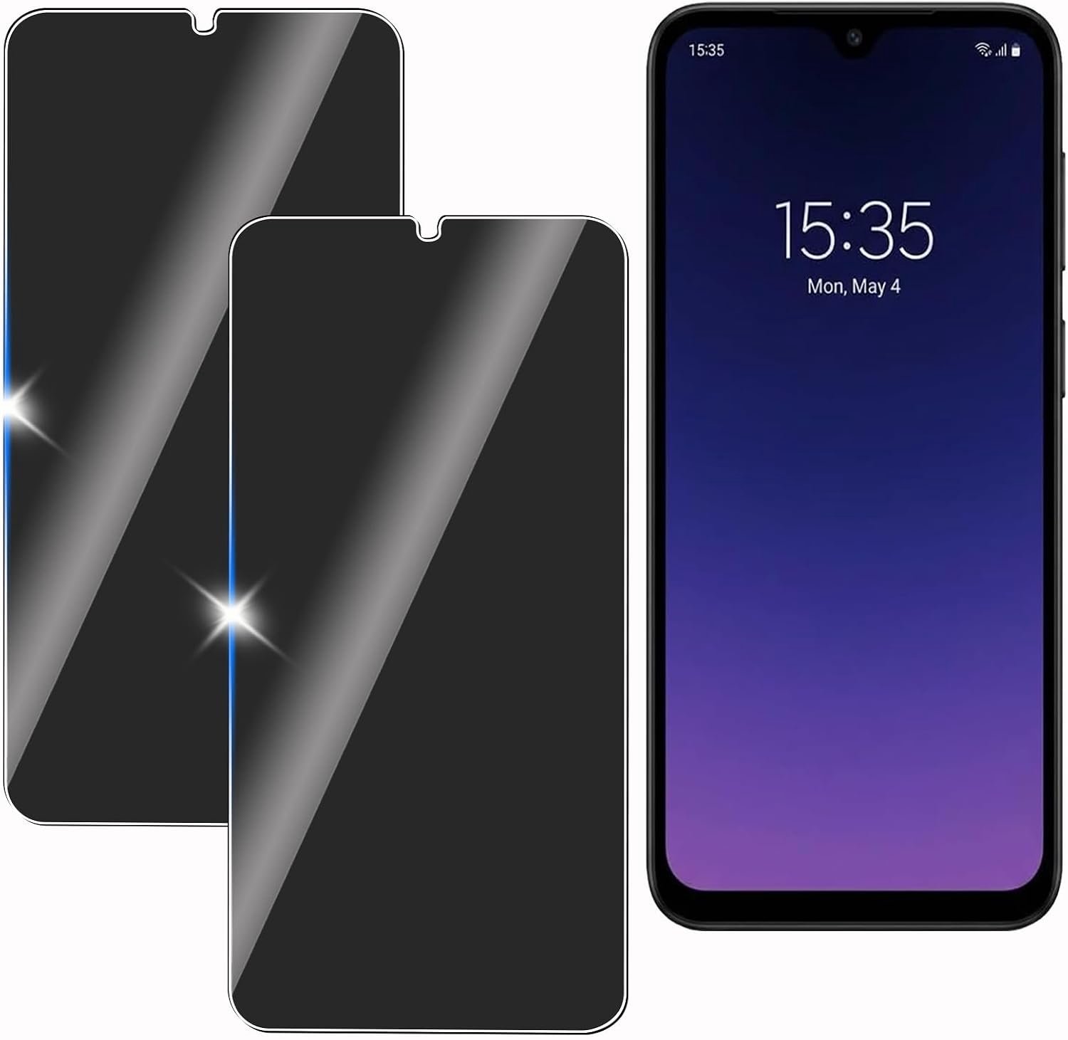 Voor Samsung Galaxy A17,2 stuks privacy scherm anti-snoop film, anti-spion beschermglas film,privacy scherm, 9H hardheid, krasbestendig