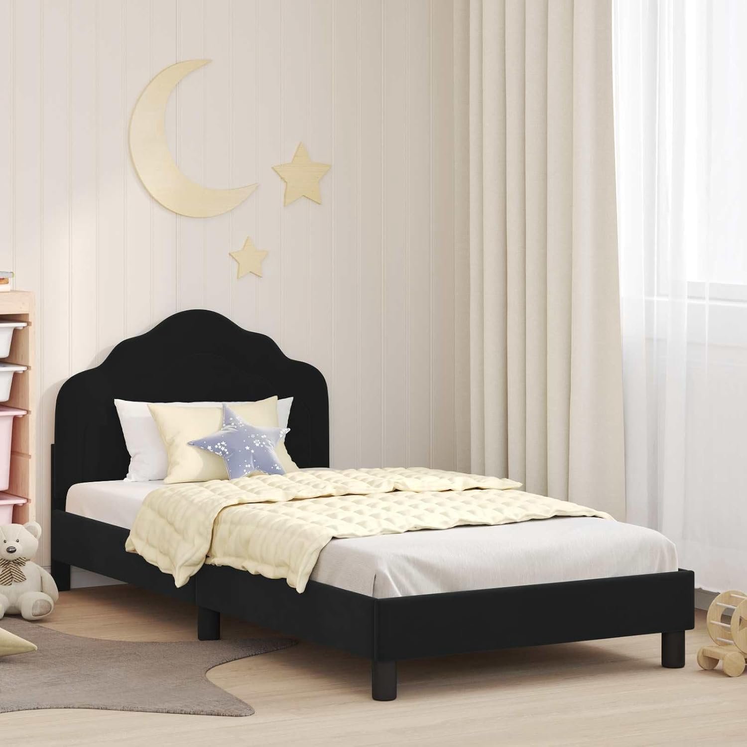 Bedframe met hoofdbord Modern design 80 x 200 cm Zwart