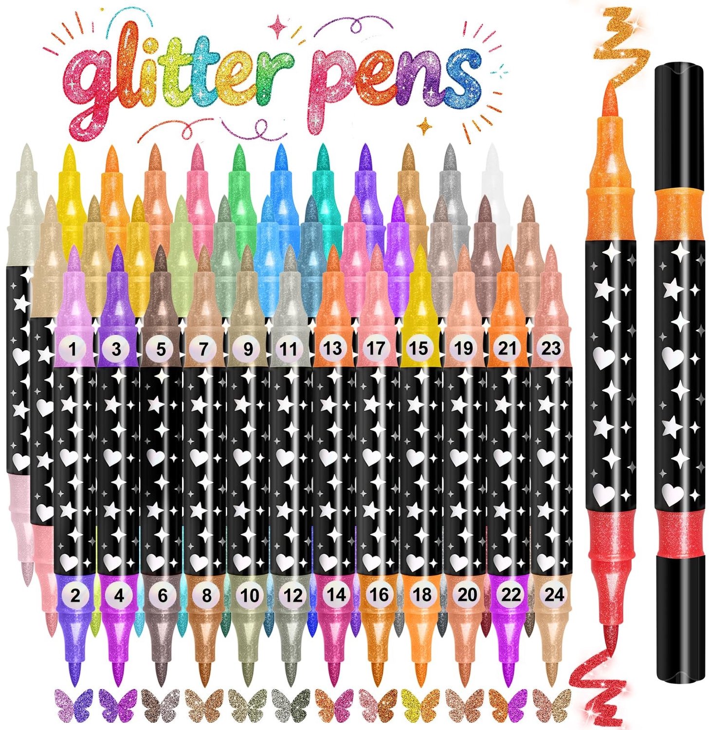 Glitterstiftenset met 72 Kleuren en Dubbele Punt