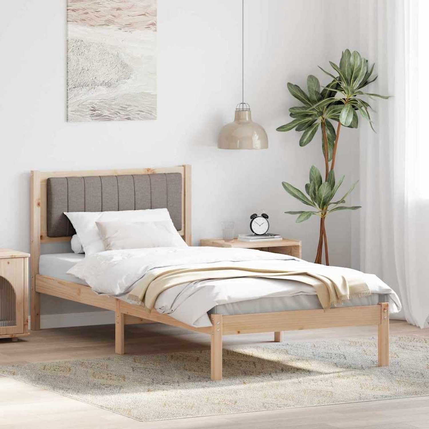 Grenenhouten modern minimalistisch design Taupe 90 x 200 cm