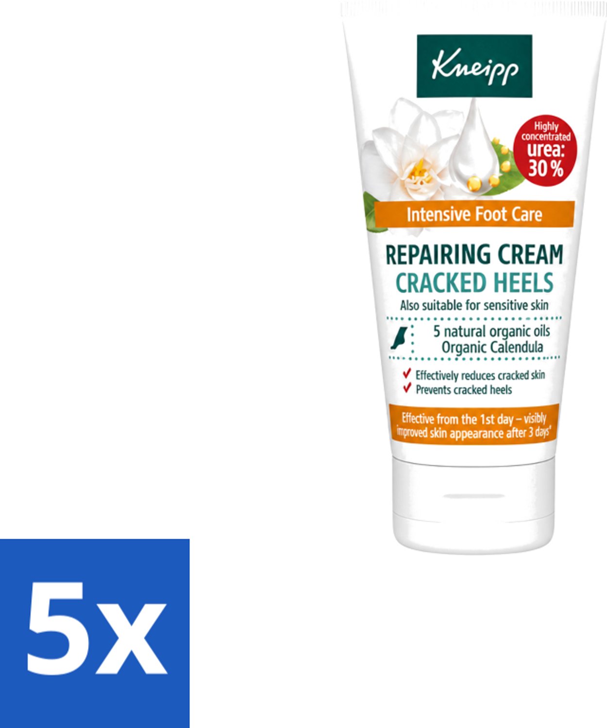 5 x Kneipp - Hielklovencrème - 30 % ureum - Geschikt voor diabetici - 50 ml - Voordeelverpakking - 5 stuks