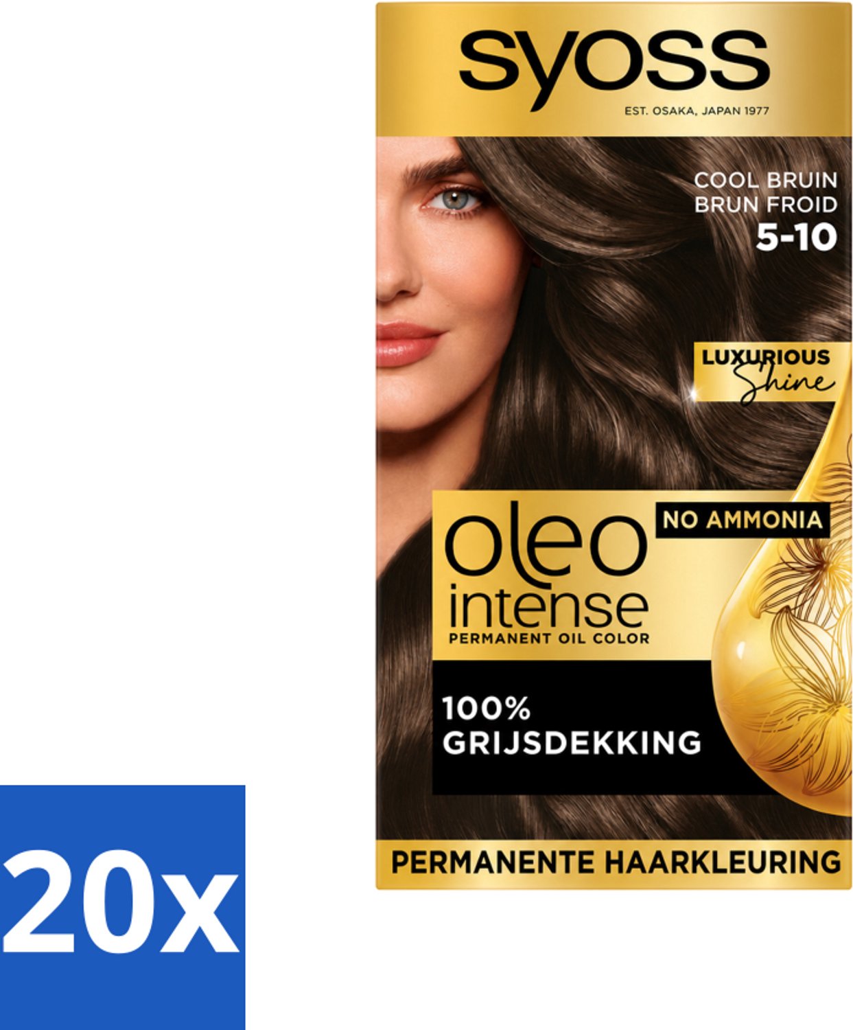 20 x SYOSS - Oleo Intense 5-10 - Haarverf - Permanente Haarkleuring - Cool Bruin - Langdurige Kleur - Voordeelverpakking - 20 stuks