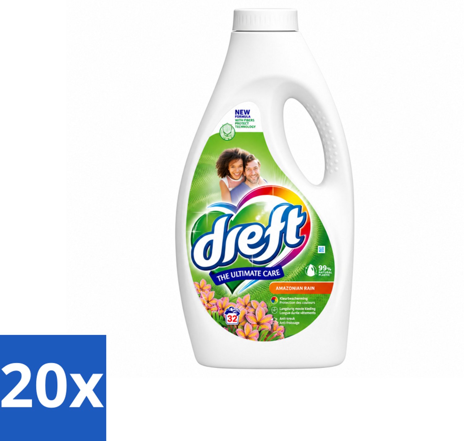 20 x Dreft - Vloeibaar Wasmiddel - Amazone Regen - Tropische frisheid - 32 Wasbeurten - Voordeelverpakking - 20 stuks