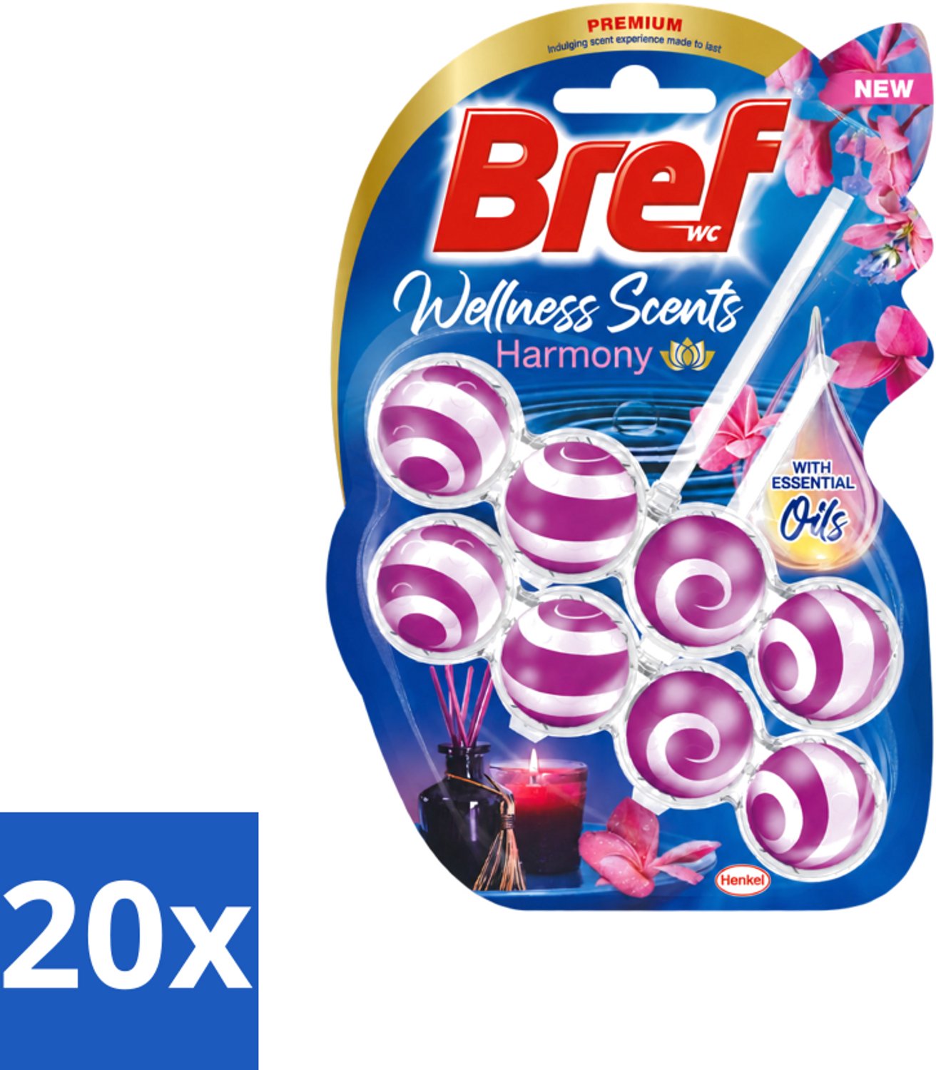 20 x Bref Wellness Scents Harmony - Toiletblok - Verzorgende Geur - 2 Toiletblokjes - Voordeelverpakking - 20 stuks