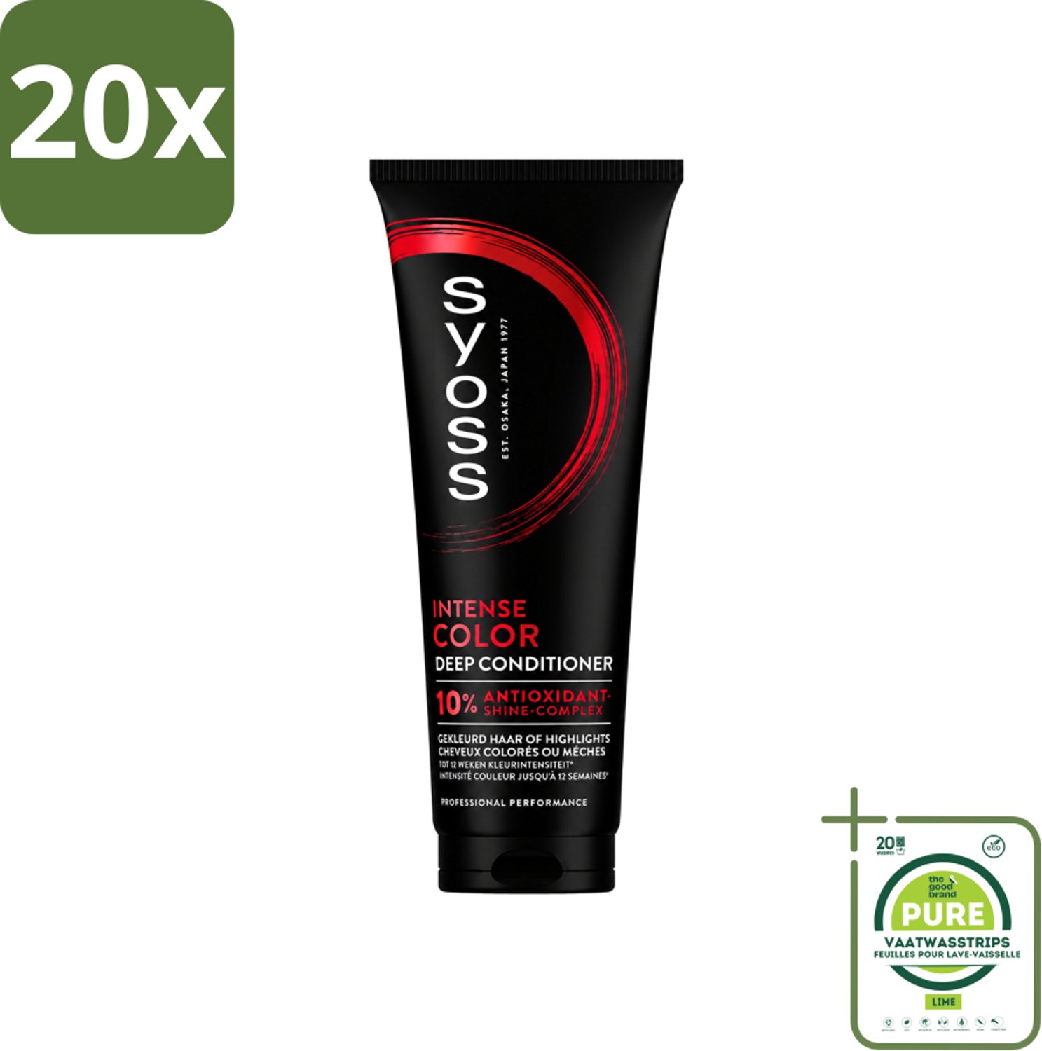 20 x Syoss - Intense Color - Deep Conditioner - Kleurbehoud tot 12 Weken - 250 ml - Grootverpakking - Vaatwasstrips - Kleurbehoud - Gekleurd Haar - Glans - Haarkleur - Haarkleur Behoud