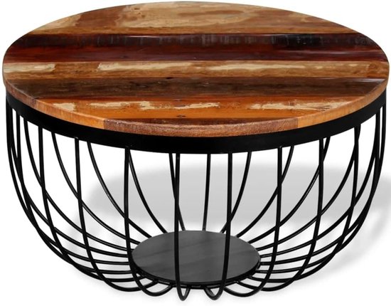 Massief hout, handgemaakt van hout met ijzeren frame, industriële stijl, vintage, 6 stuks — afbeelding 3
