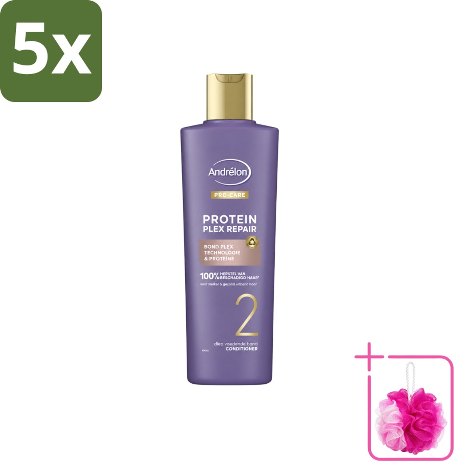 5 x Andrélon – Conditioner – Pro Care Protein Plex Repair – 250 ml - Bulkverpakking - Herstel haar - Douchemop - Beschadigd haar