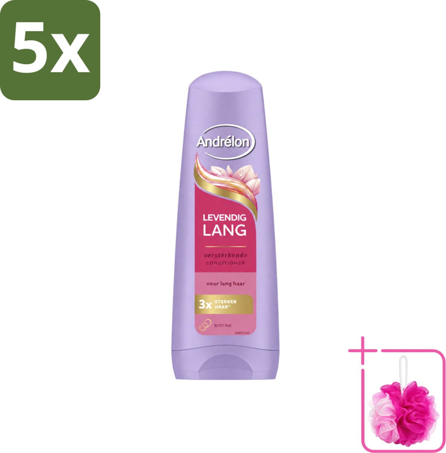 5 x Andrélon – Conditioner – Levendig Lang – 200 ml - Bulkverpakking - Lang haar verzorgen - Douchemop - Haar versterken