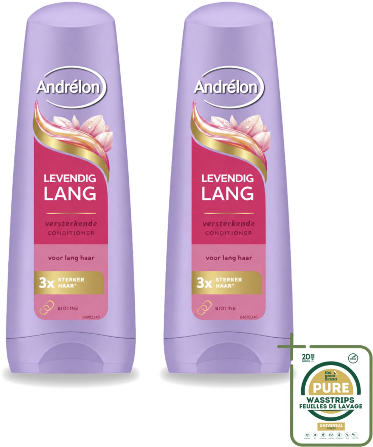 2 x Andrélon – Conditioner – Levendig Lang – 200 ml - Wasstrips - Lang Haar Verzorgen - Lang Haar Versterken - Biotine Voor Haar - Haarbreuk Voorkomen - Gezond Haar