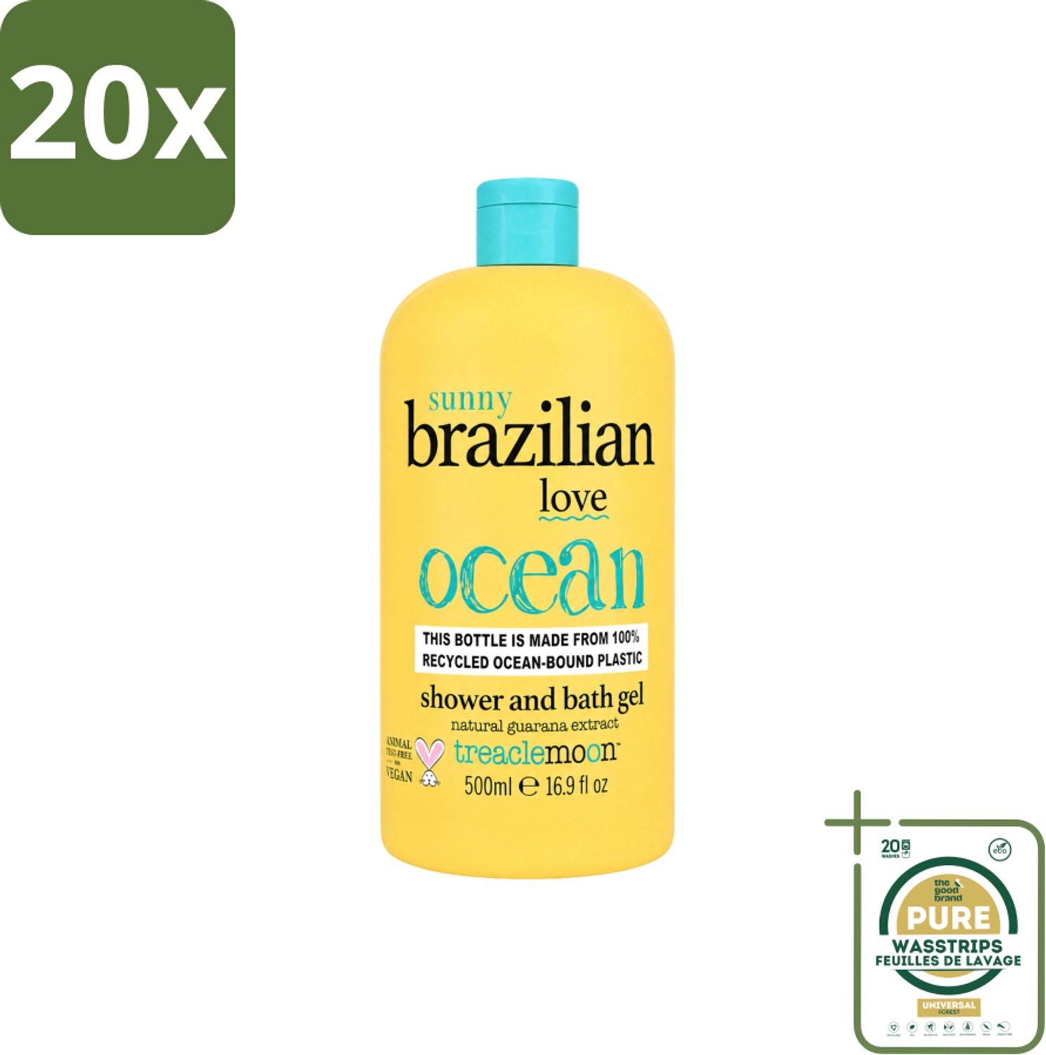 20 x Treaclemoon – Bad- & Douchegel – Brazilian Love – 500 ml - Wasstrips - Bad- En Douchegel - Hydraterend Badmiddel - Zachte Reiniging - Exotische Geur - Huidverzorging