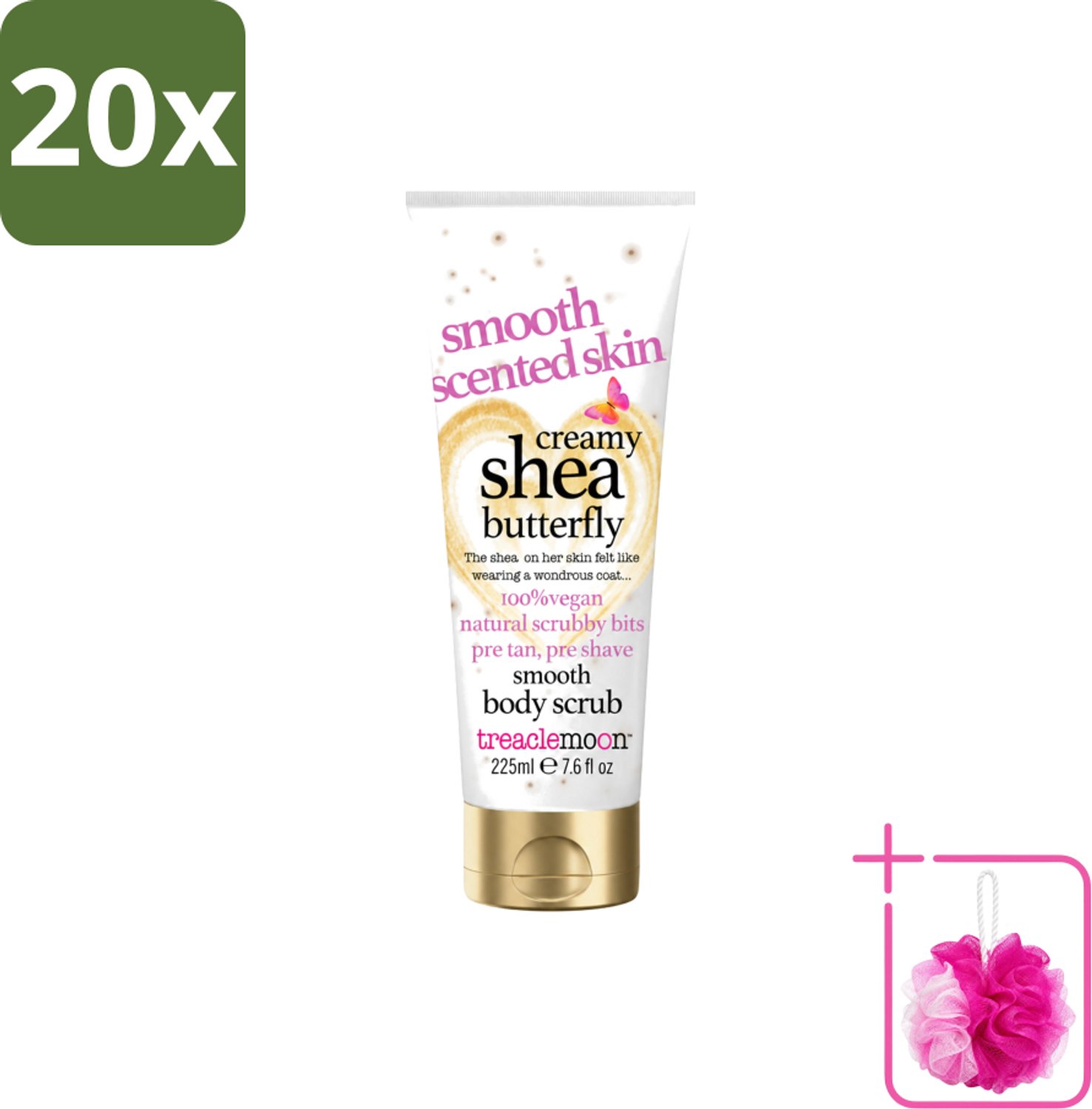 20 x Treaclemoon – Body Scrub – Creamy Shea Butterfly – 225 ml - Bulkverpakking - Body scrub - Douchemop - Exfoliatie