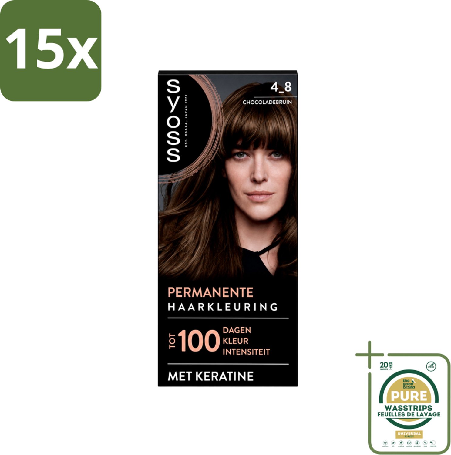 15 x SYOSS Permanent Coloration 4-8 - Haarverf - Chocolade Bruin - Wasstrips - Haarverf - Chocoladebruin - Permanent Haarkleuring - Keratine - Grijsdekking
