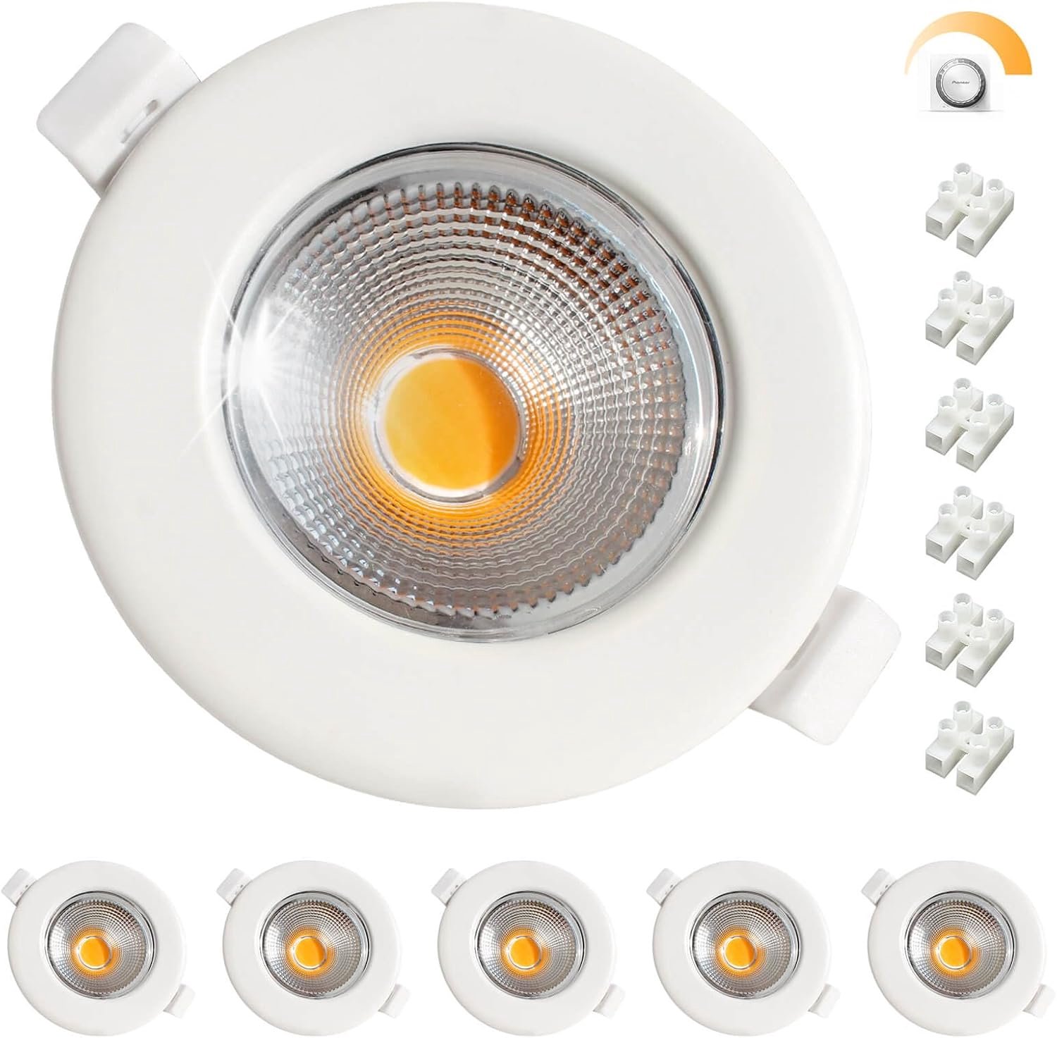 6 stuks, 10 W, dimbare ledspots, 230 V, wit, rond, 3000 K, warm wit, inbouwverlichting, 65-88 mm, gatmaat 850 lumen, inbouwspots voor keuken en woonkamer
