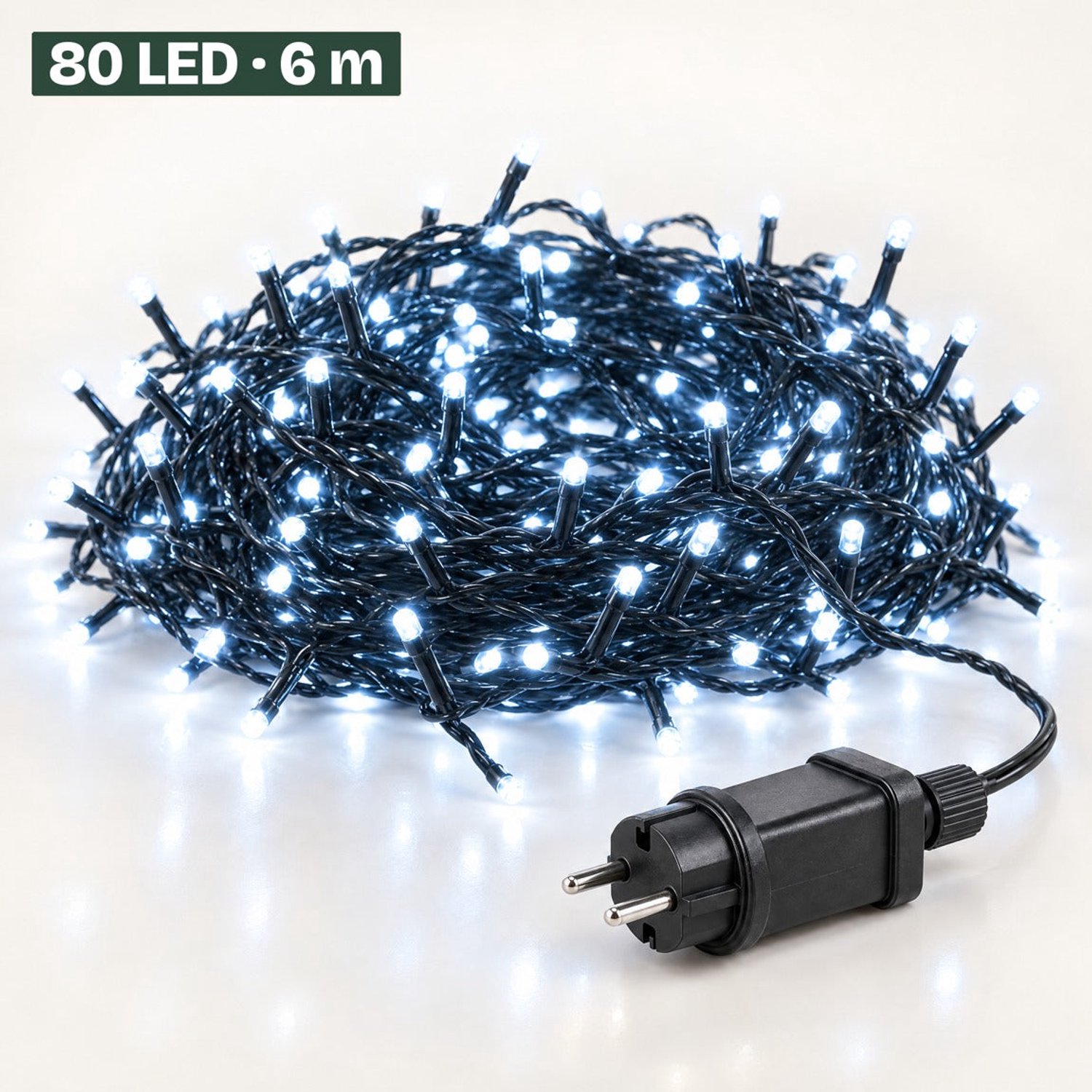 Levano Kerstverlichting Buiten 80 LED 6 m Koud Wit - Lichtsnoer voor Binnen en Buiten - Kerstlampjes met Stekker - Kerstboomverlichting - Lichtslinger - Kerstlichtjes - Lichtketting - Kerstversiering - Timer - Lichtfuncties - Geheugen