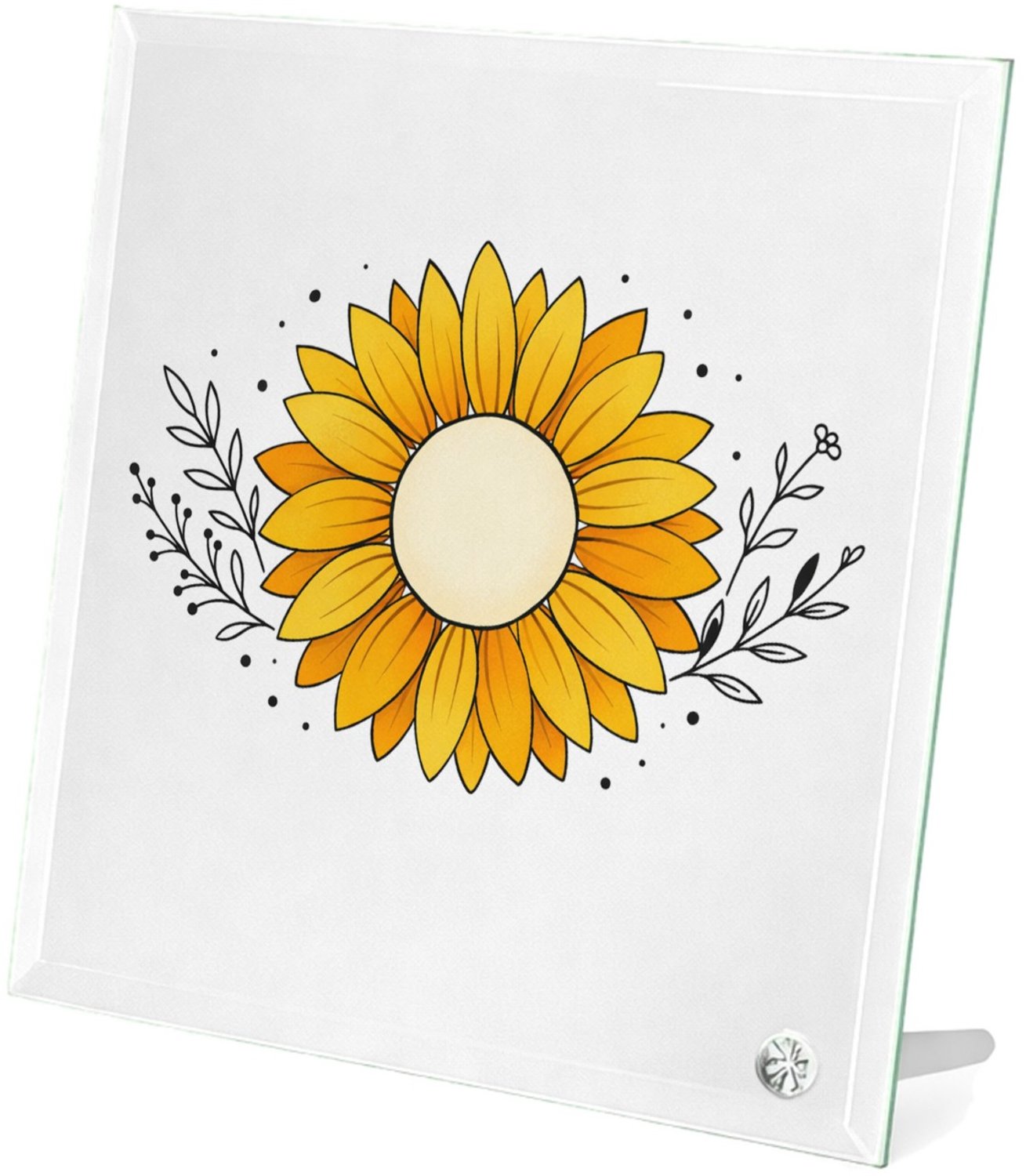 Mr Cadeautjes Glasframe 20 x 20 - design Een rustige, luxe complimentprint met een centraal symbool e | cadeau Wit