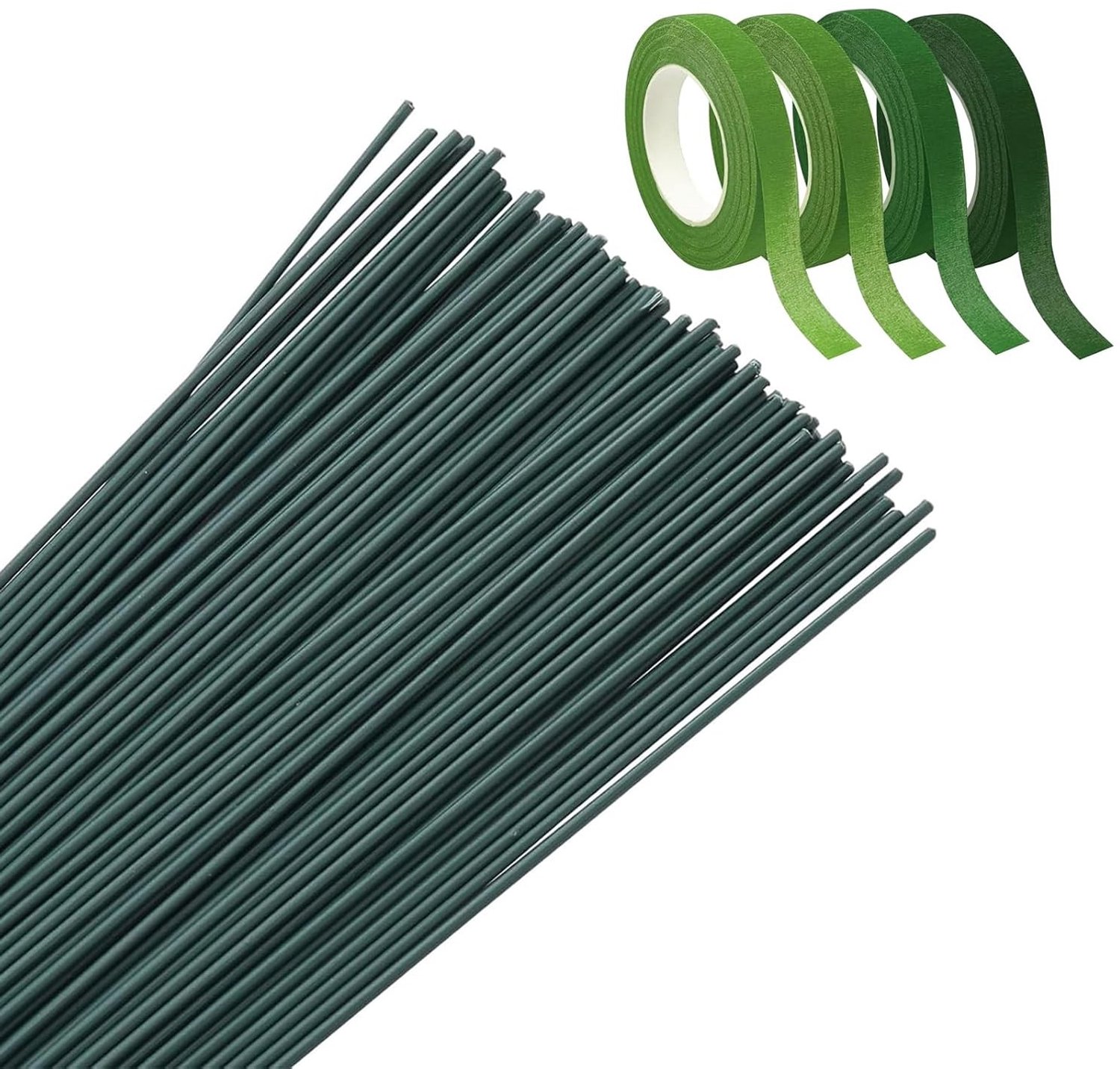 Rollen Bloemist Tape - Groen - 1.2 cm x 1.5 cm - Waterdichte Bloemenplakband met Bloemstelen Draad - Voor Bloemisten en DIY