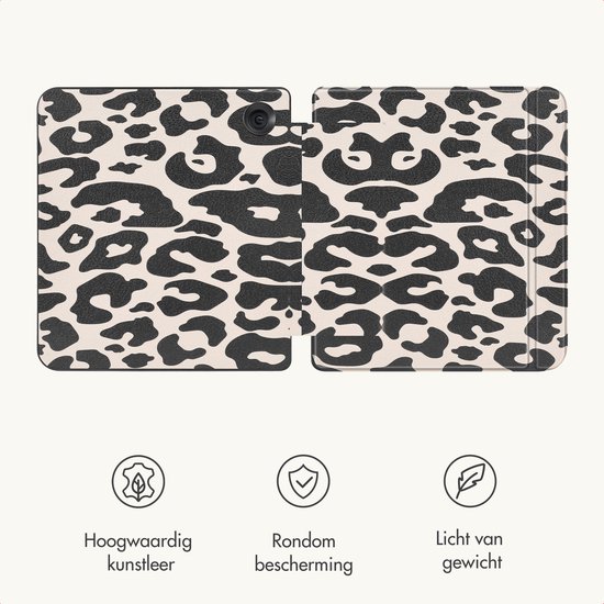 imoshion Ereader Cover / Hoesje Geschikt voor Kobo Libra Colour - imoshion Design Slim Hard Case Sleepcover Bookcase met stand - / Leopard van iMoshion — afbeelding 3