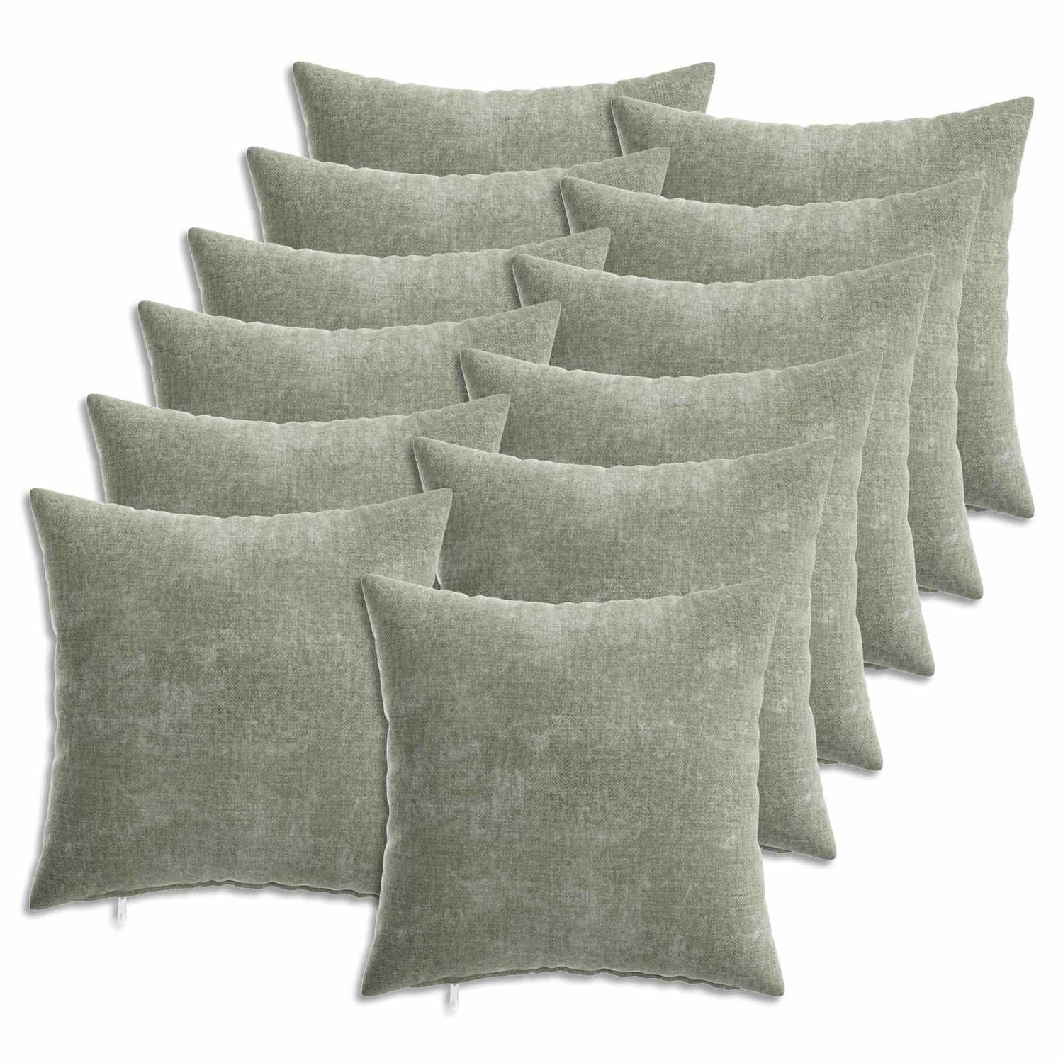 vidaXL Dekenkussen - 12 - st - HEERLEN - Groen - 40 - x - 40 - cm - Chenille - Stof