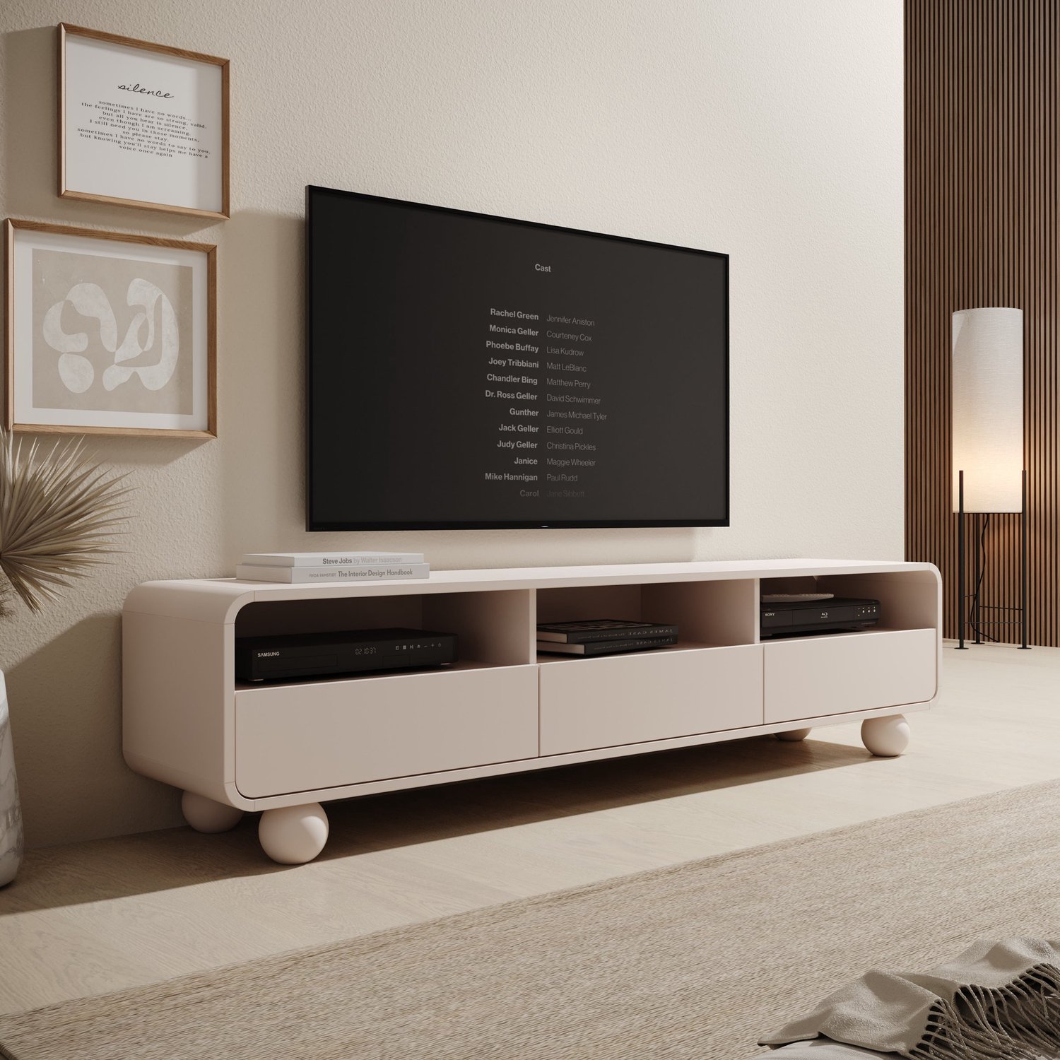 MEUBELLA Anobo - TV-Meubel - Beige - 180 cm