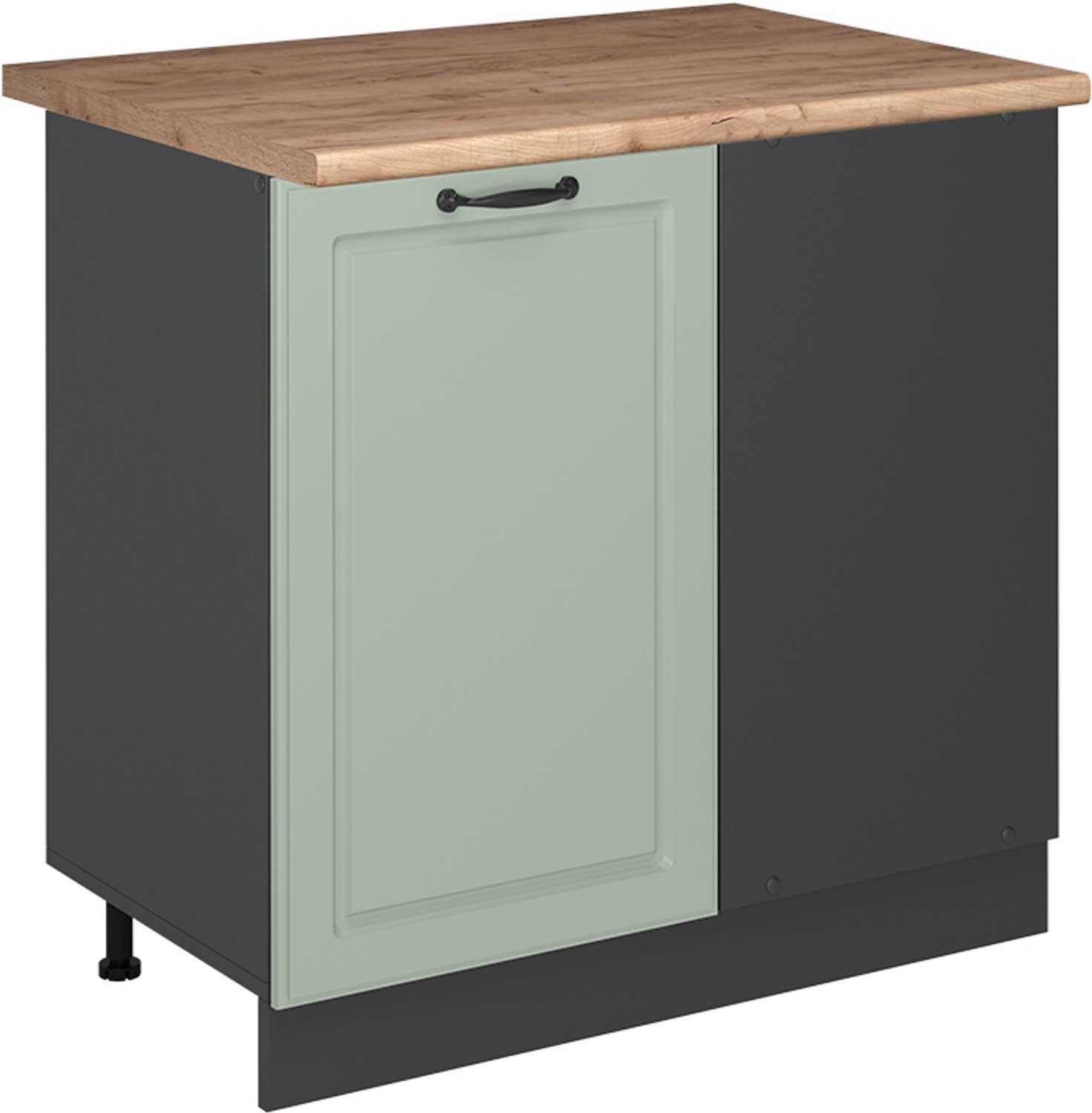 Vicco Hoekkast R-Line, Mint landelijk/Antraciet, 86 cm goudkleurig eiken werkblad